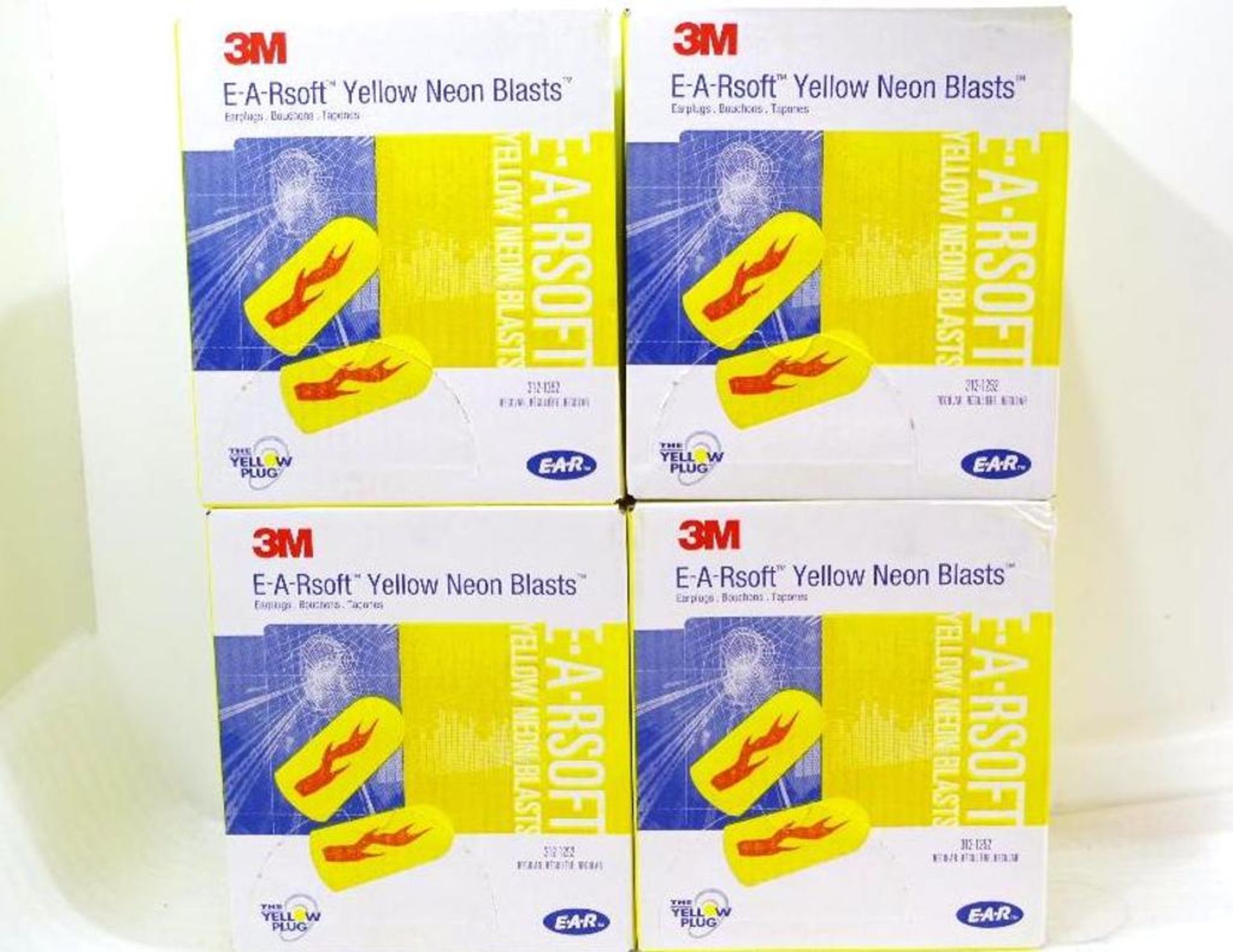 [800] Pairs NEW E-A-Rsoft Yellow Neon Blasts Ear Plugs (4 Boxes of 200 Pairs Each)