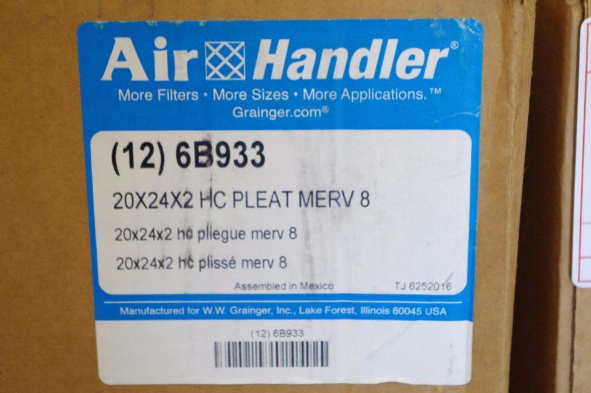 [24] Air Handler Filters 20"x24"x2" HC Pleat MERV 8 M/N 6B933 (2 Boxes 12 Filters Each) - Image 2 of 3