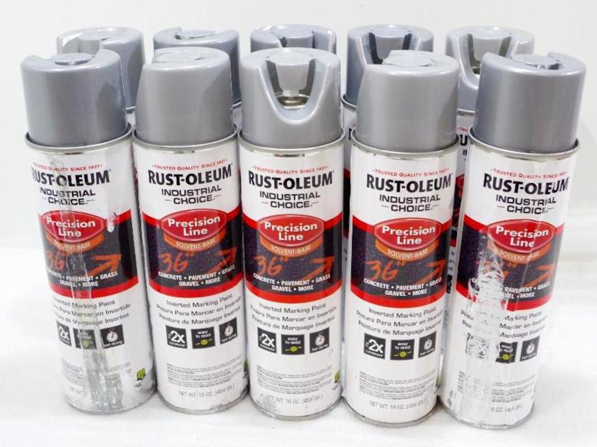 [10] Cans RUSTOLEUM Silver Inverted Marking Spray, 16 oz. Each