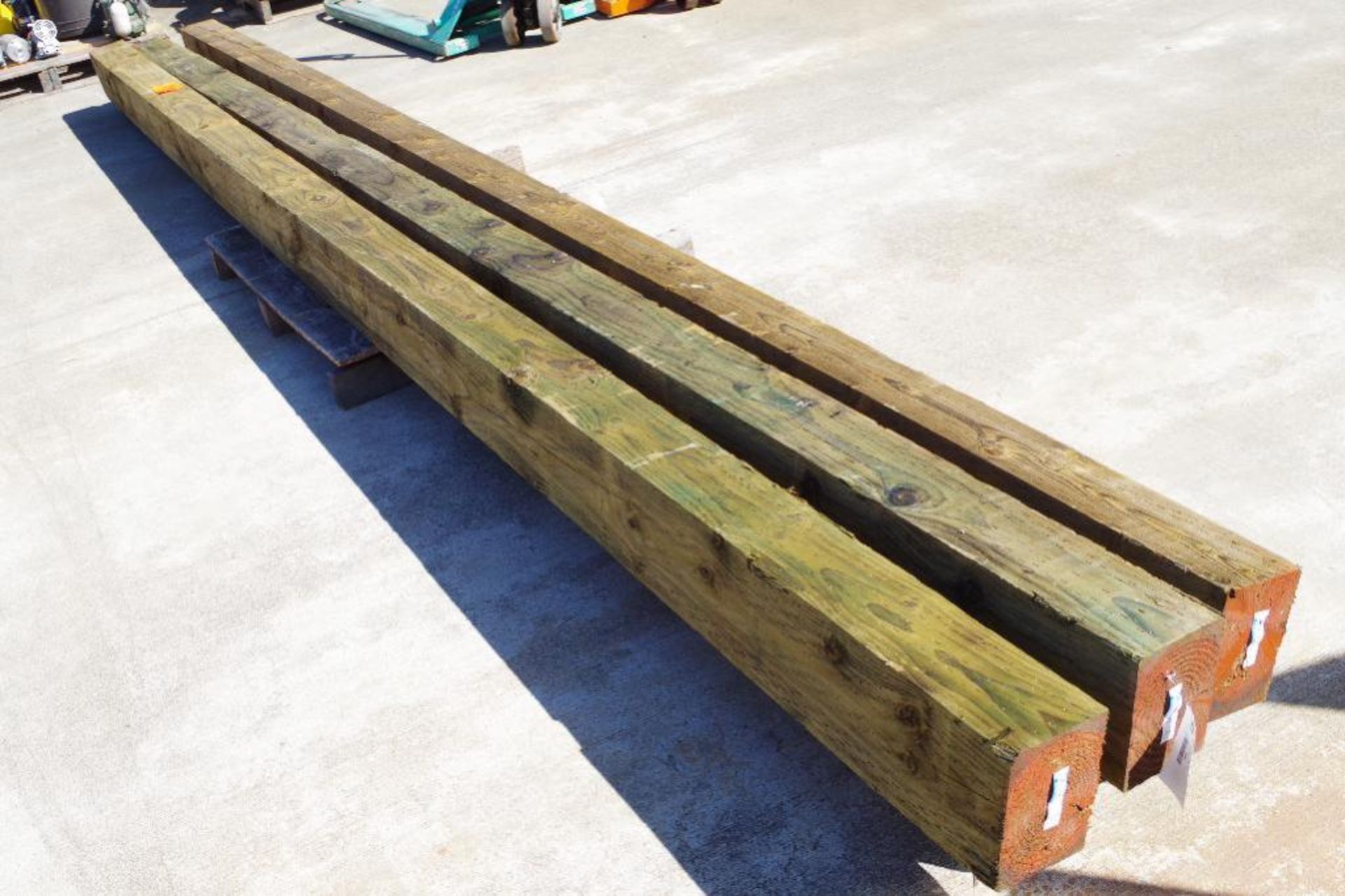 [3] 6x8 x 16' Pressure Treated Beams; Timber(s) have defects (cracks, knots, warpage); Must preview