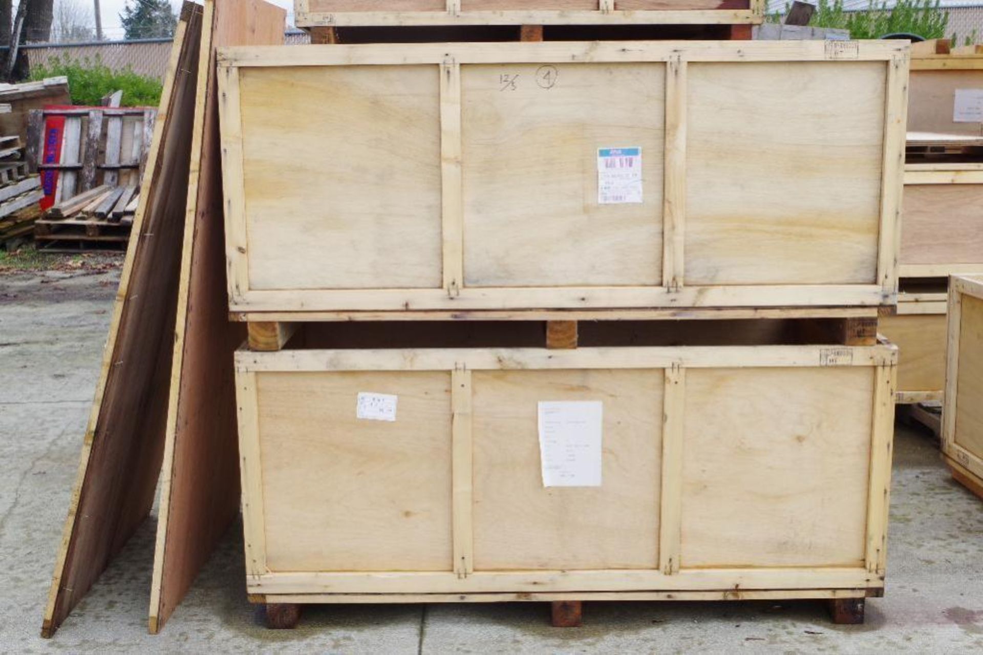 (2) Large Wood Containers, Approx. 61"L x 33.5"W x 27"H w/ (2) Lids