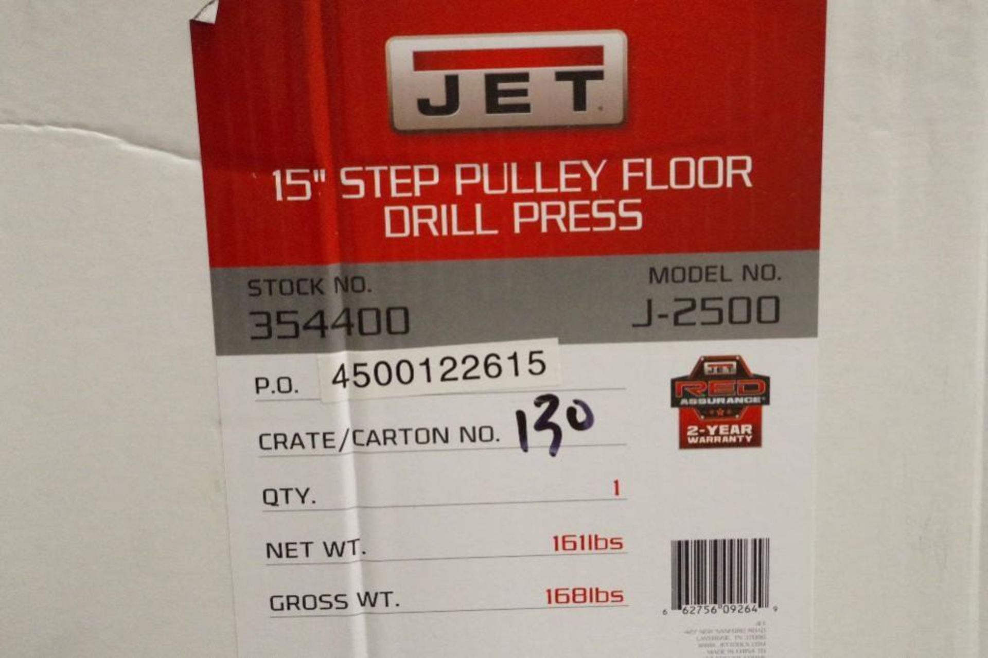 UNUSED JET 15" Step Pulley Floor Drill Press, M/N J-2500 - Image 3 of 5