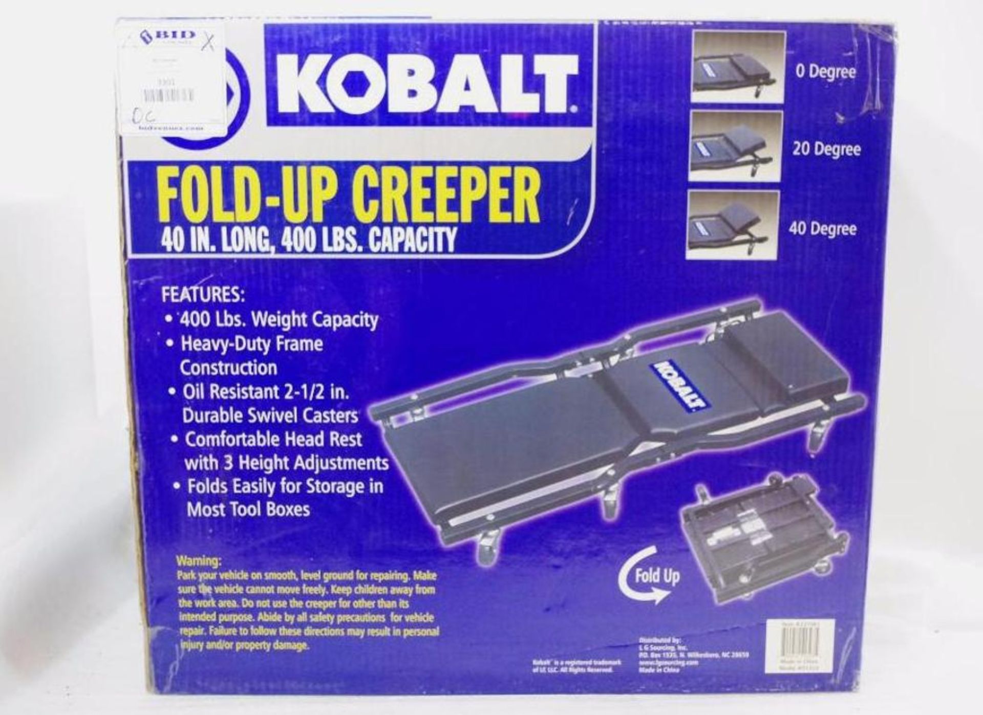 UNUSED KOBALT Fold-Up Creeper, 40"L, 400 Lbs. Capacity, M/N 221981