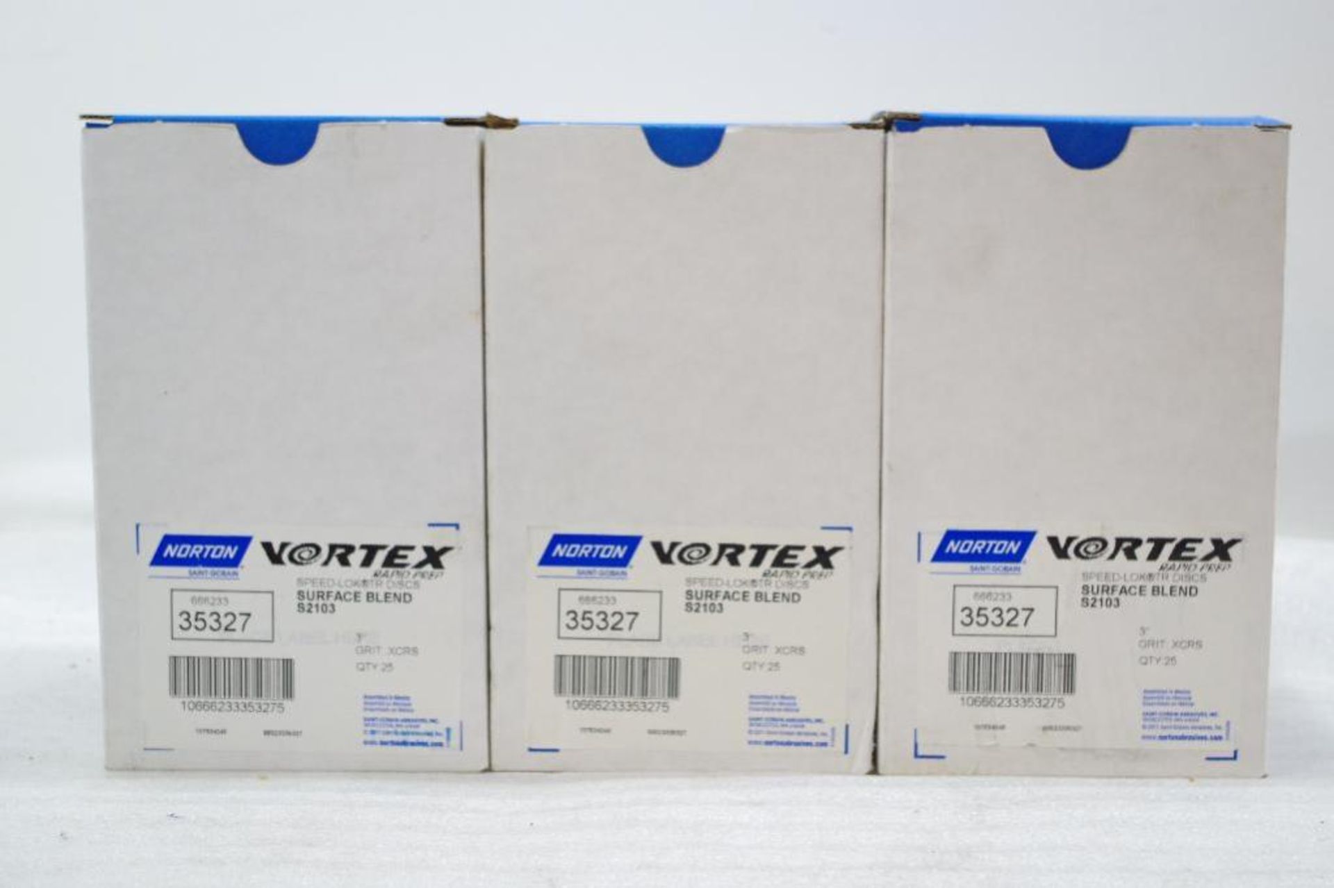 [75] UNUSED NORTON 3" Vortex Rapid Prep Speed-Lok TR Discs (3 Boxes of 25) - Image 3 of 6