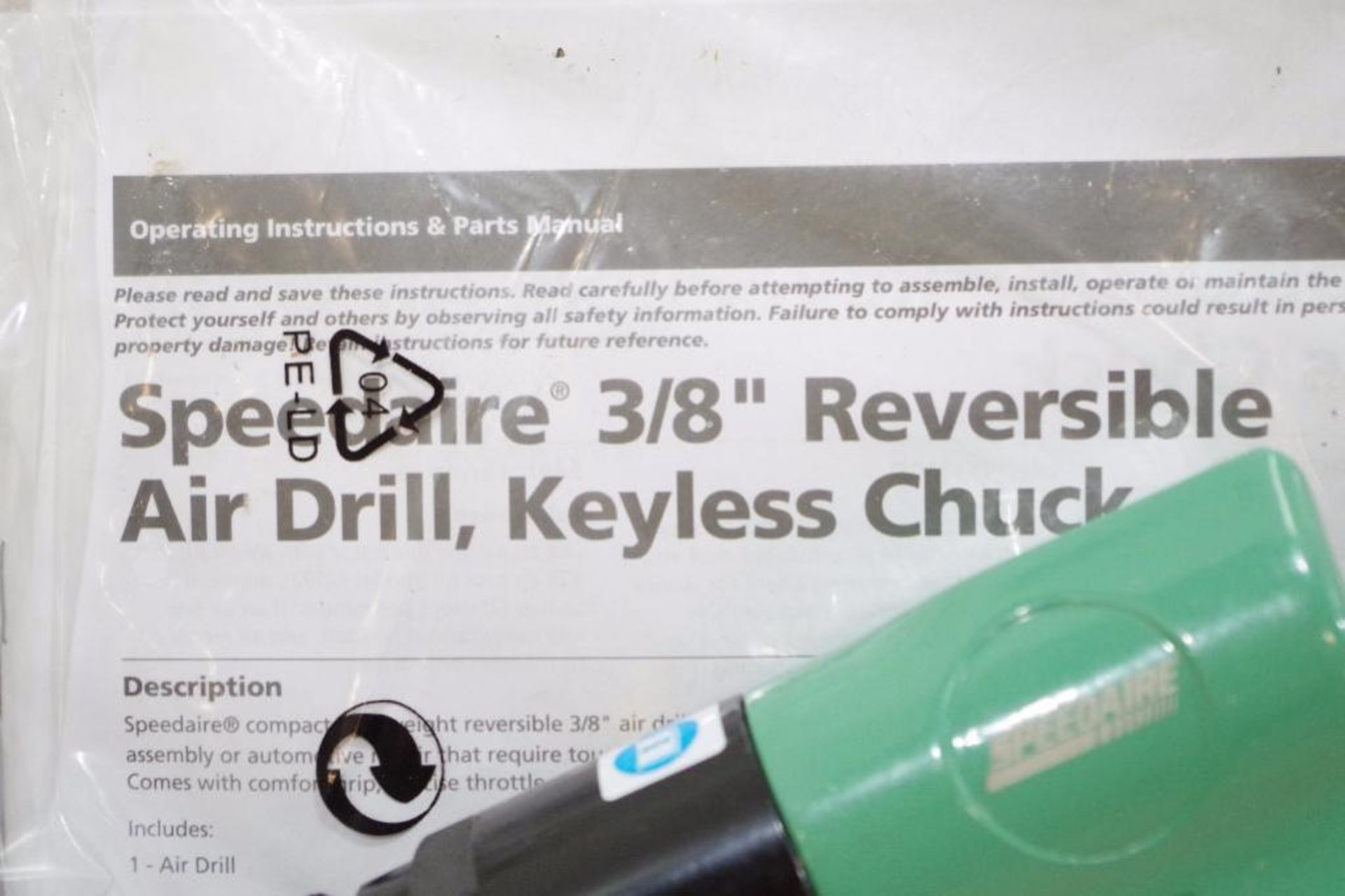 UNUSED SPEEDAIRE 3/8" Reversible Air Drill, Leyless Chuck - Image 2 of 4