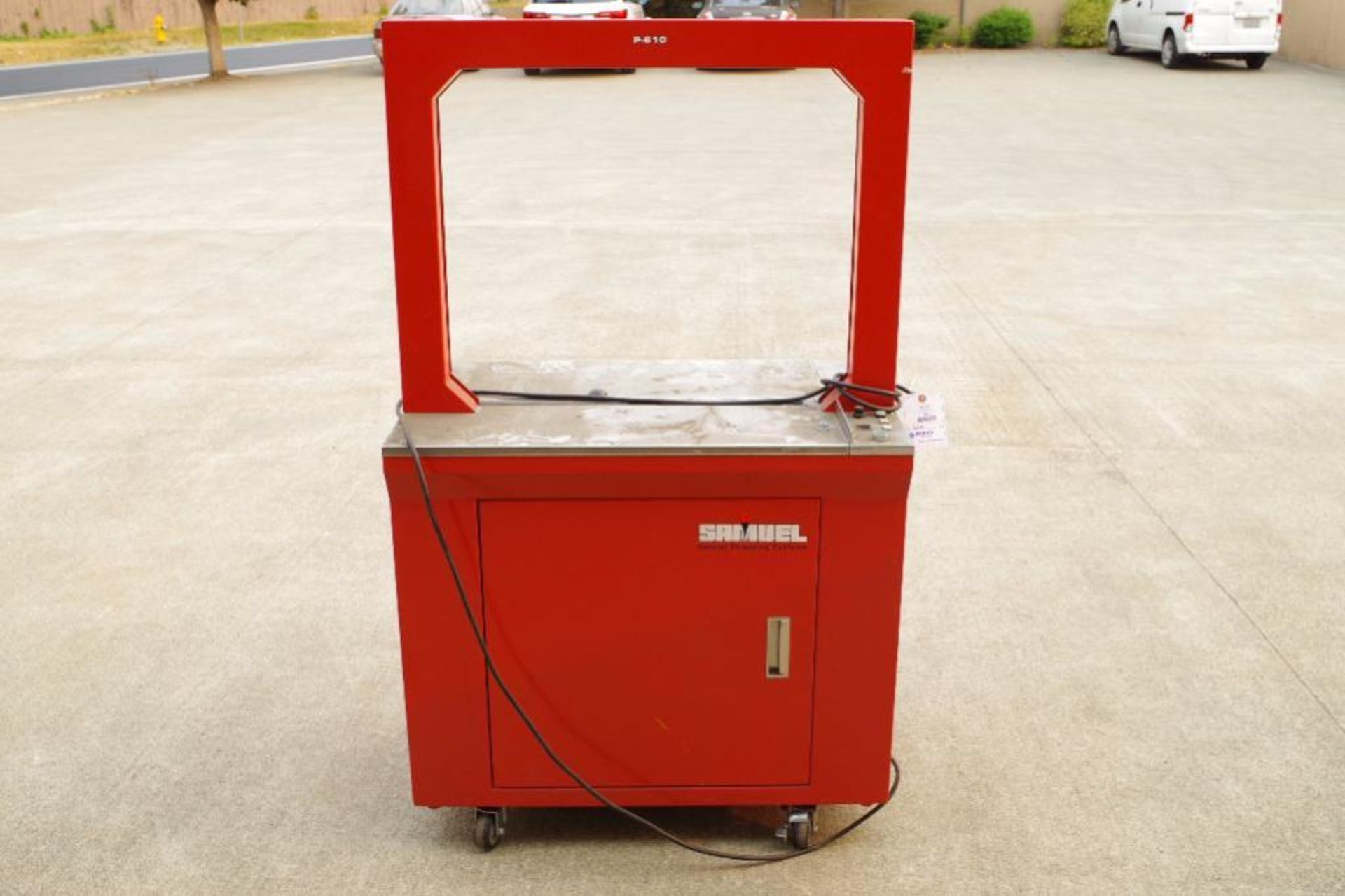 SAMUEL P-610 Automatic Strapping Machine, 110V, PH1, M/N EXS-118