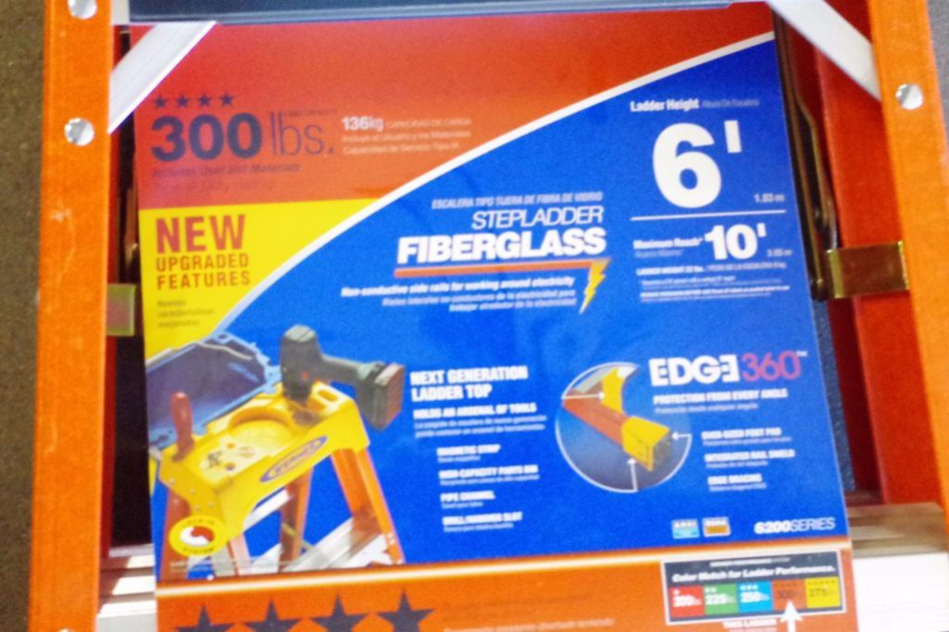 ?WERNER 6' Orange Fiberglass Ladder, 300 lb. Capacity, M/N 6200 - Image 4 of 5