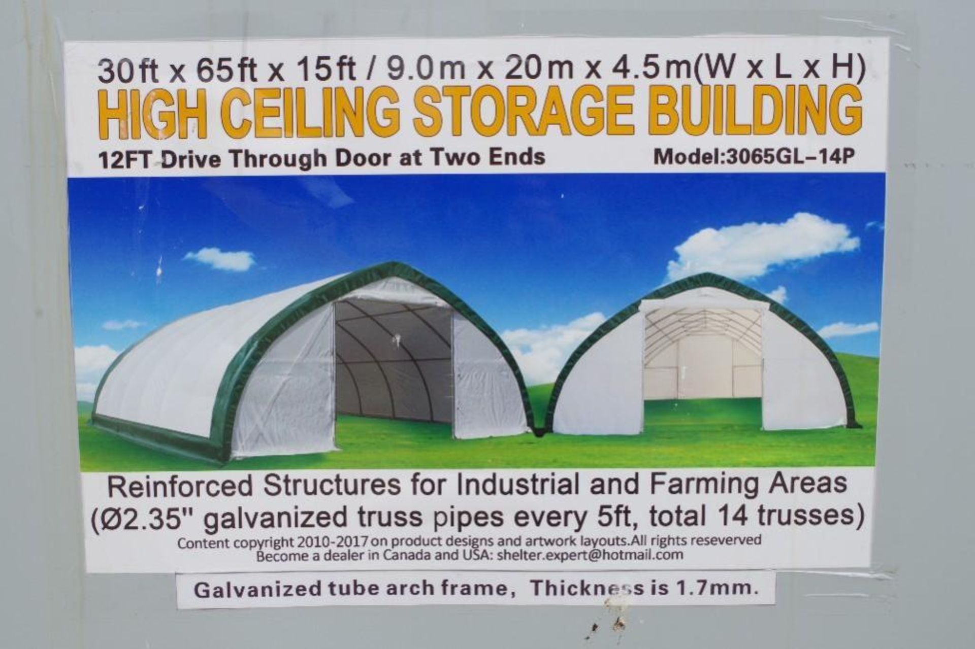 UNUSED 30' x 65' x 15' High Ceiling Storage Building - Image 3 of 5