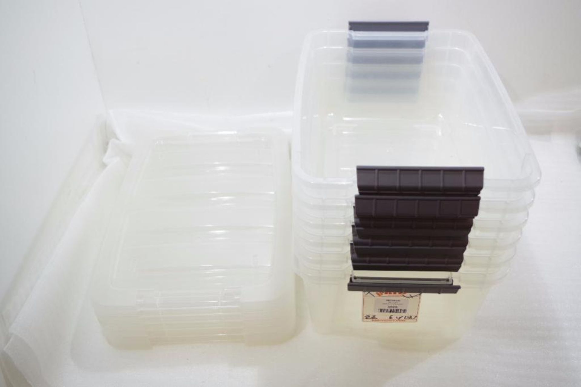 [6] Clear Plastic Storage Bins w/ Lids, Approx. 16" x 10-1/2" x 6"H - Image 2 of 2