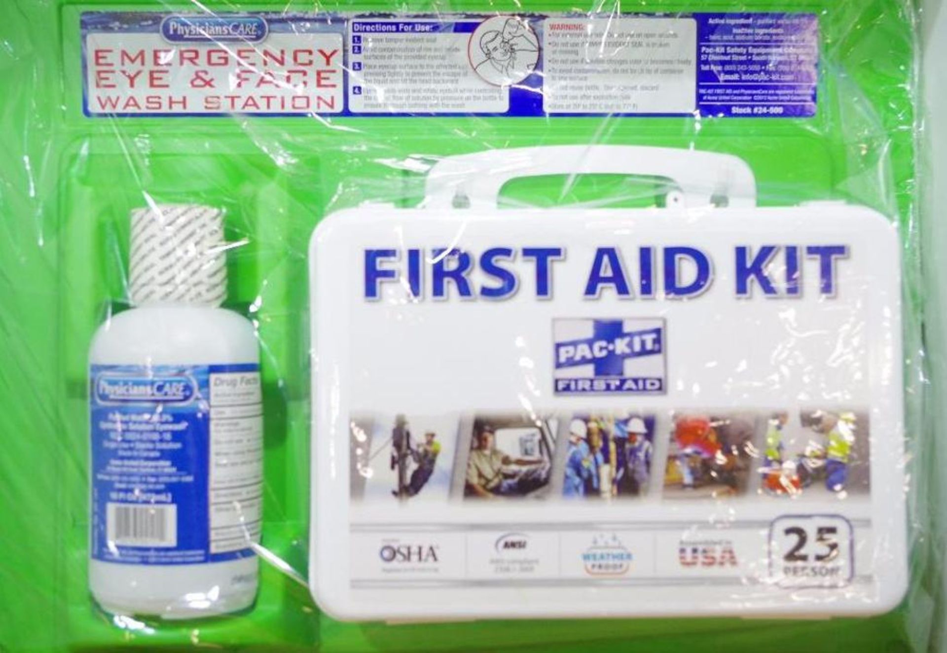 First Aid Kit w/ Eye & Face Wash, Wall Mountable (Expired July 2017)