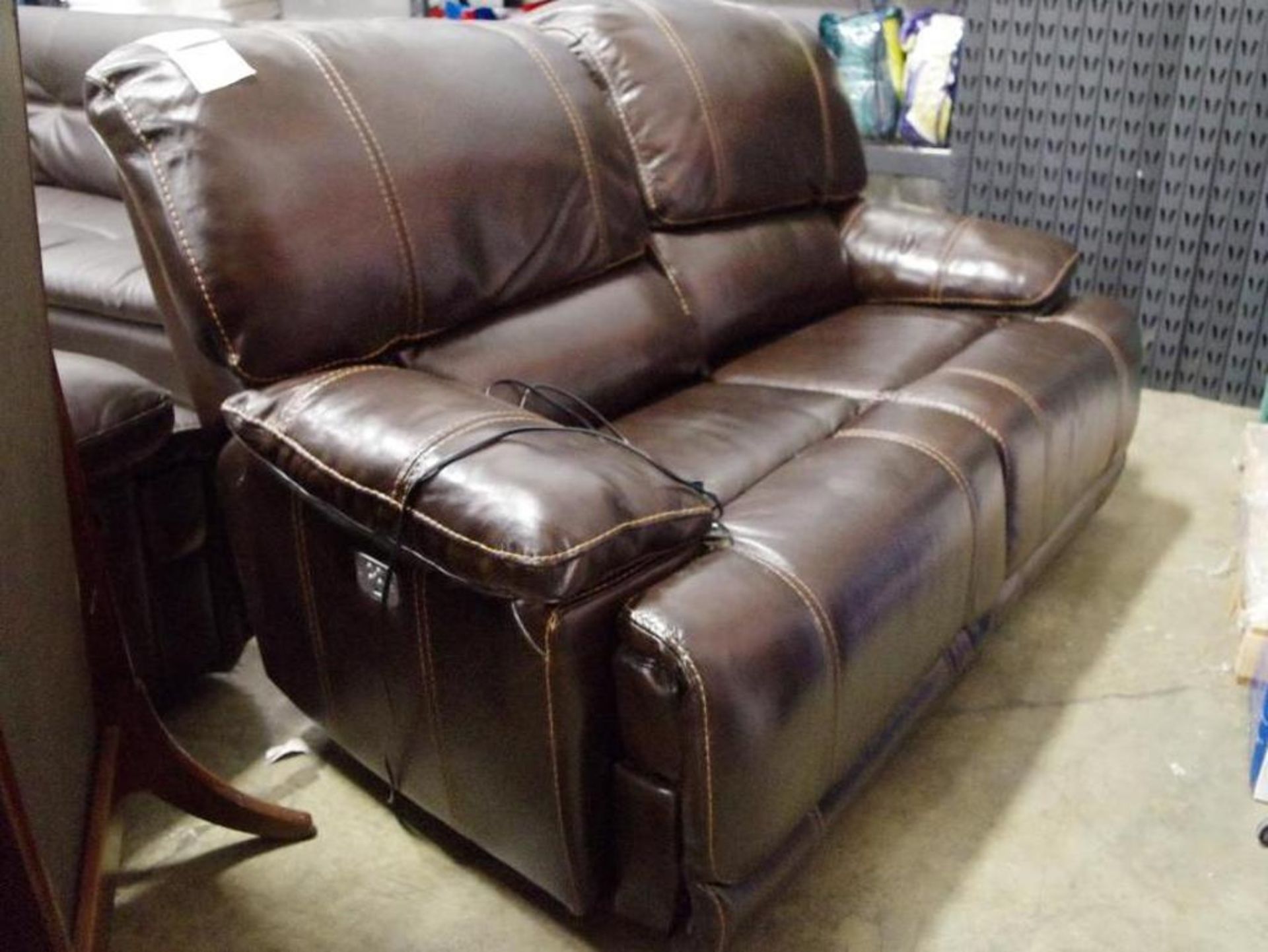 MANWAH MOTION Leather Power Reclining Loveseat - Image 2 of 6