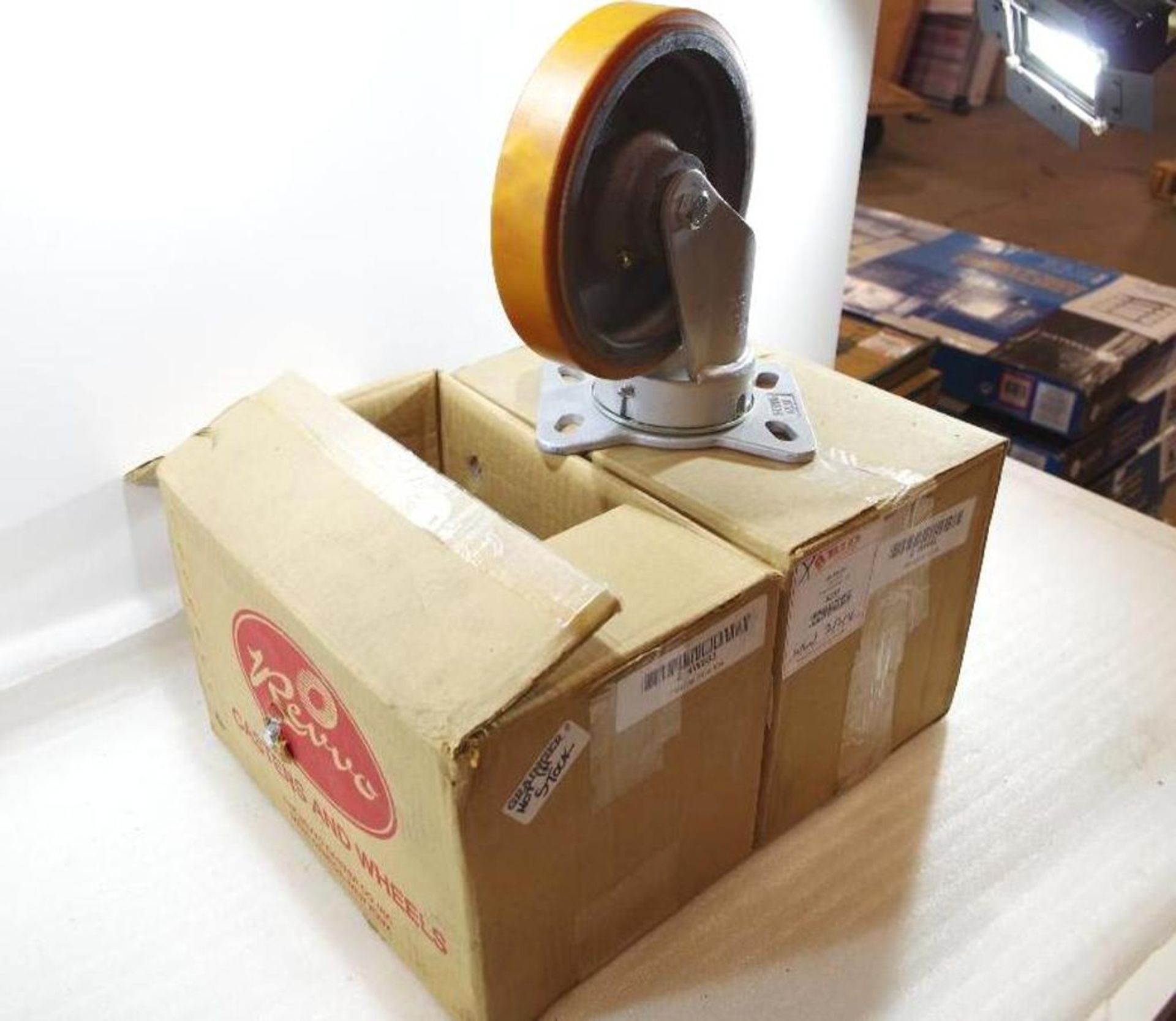 [4] 8" Medium-Duty Kingpinless Swivel Plate Caster, 2420 lb. Load Rating, (2 Boxes of 2 Each)
