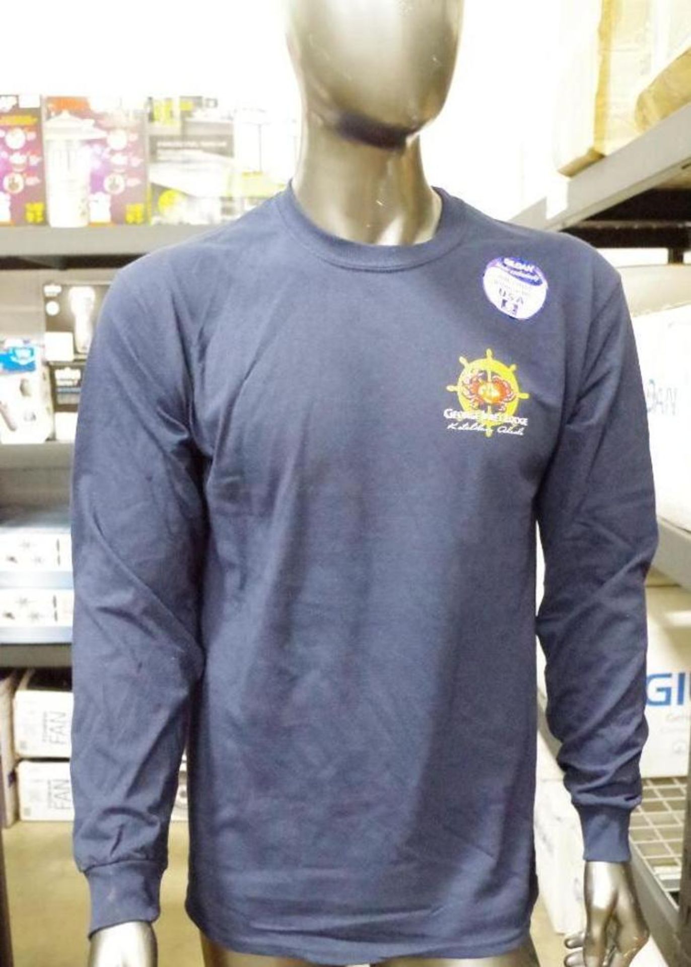 [48] Cotton Navy Blue Long Sleeve T-Shirts, Size M