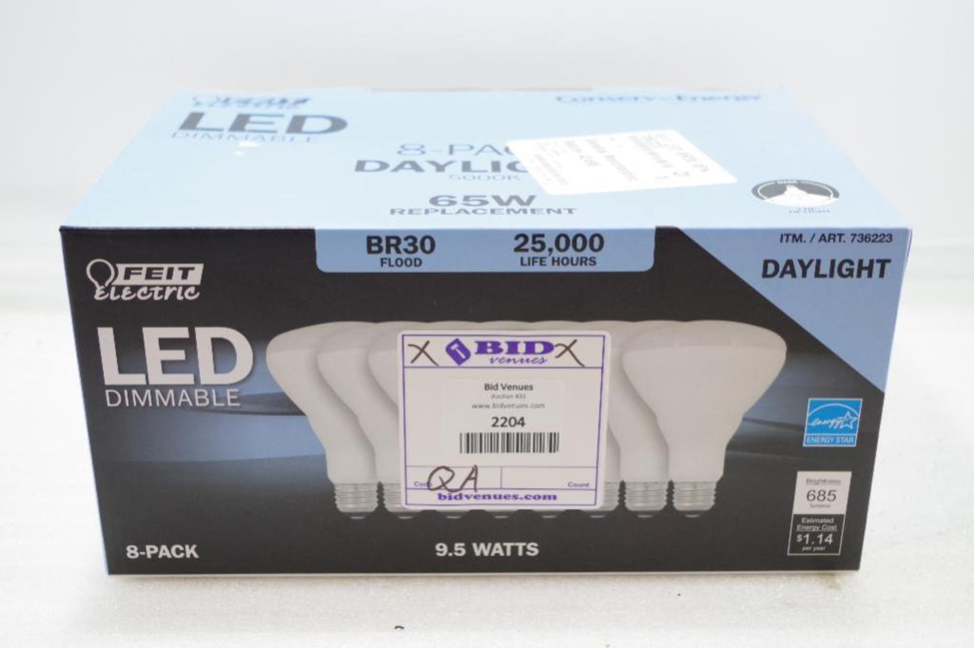 [8] FEIT 9.5 Watt LED Daylight BR30 Bulbs (1 Box of 8) - Image 2 of 2