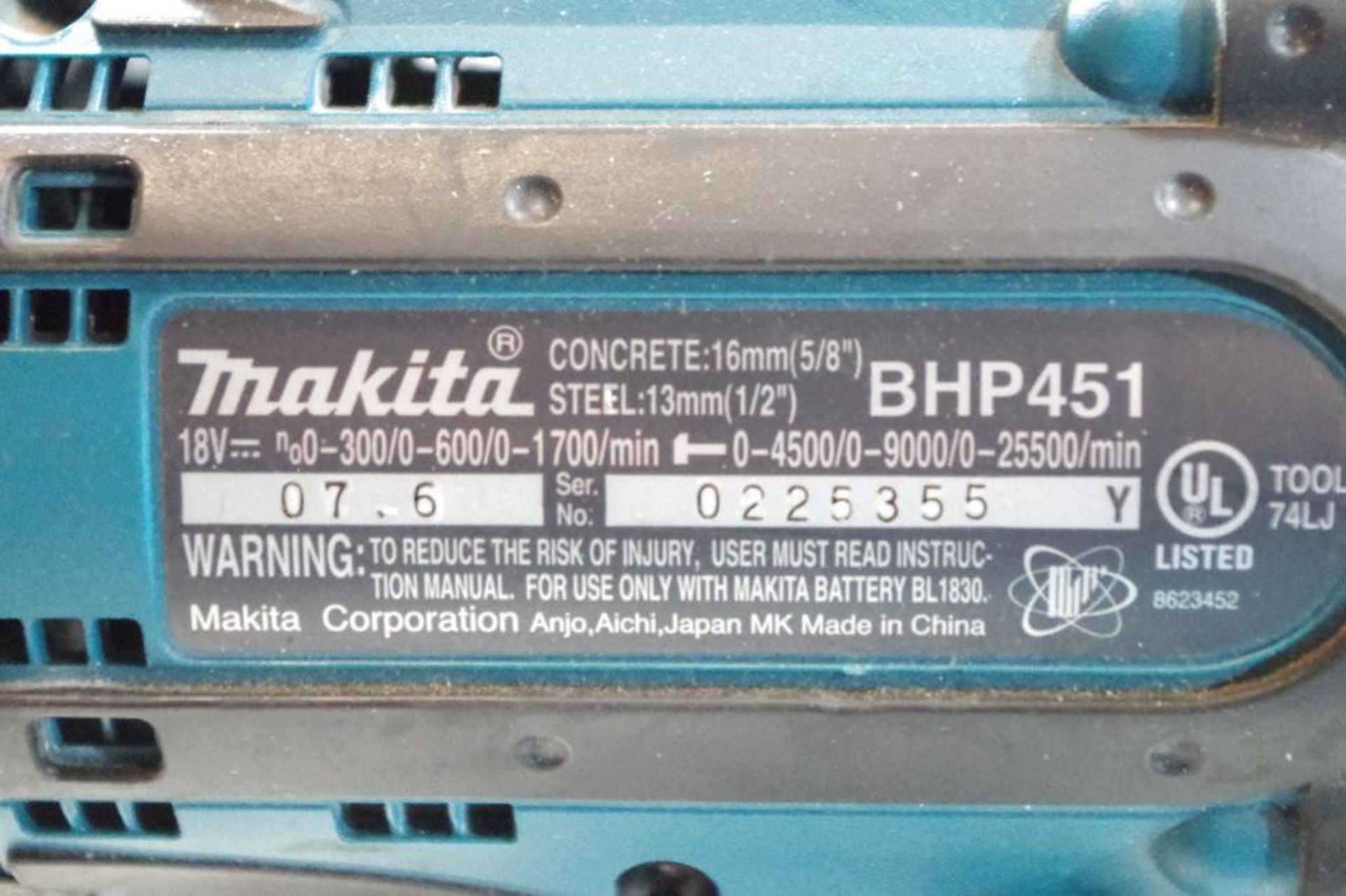 MAKITA 18V Drill Driver M/N BHP451, Battery, Handle & Case, NO Charger - Image 2 of 4