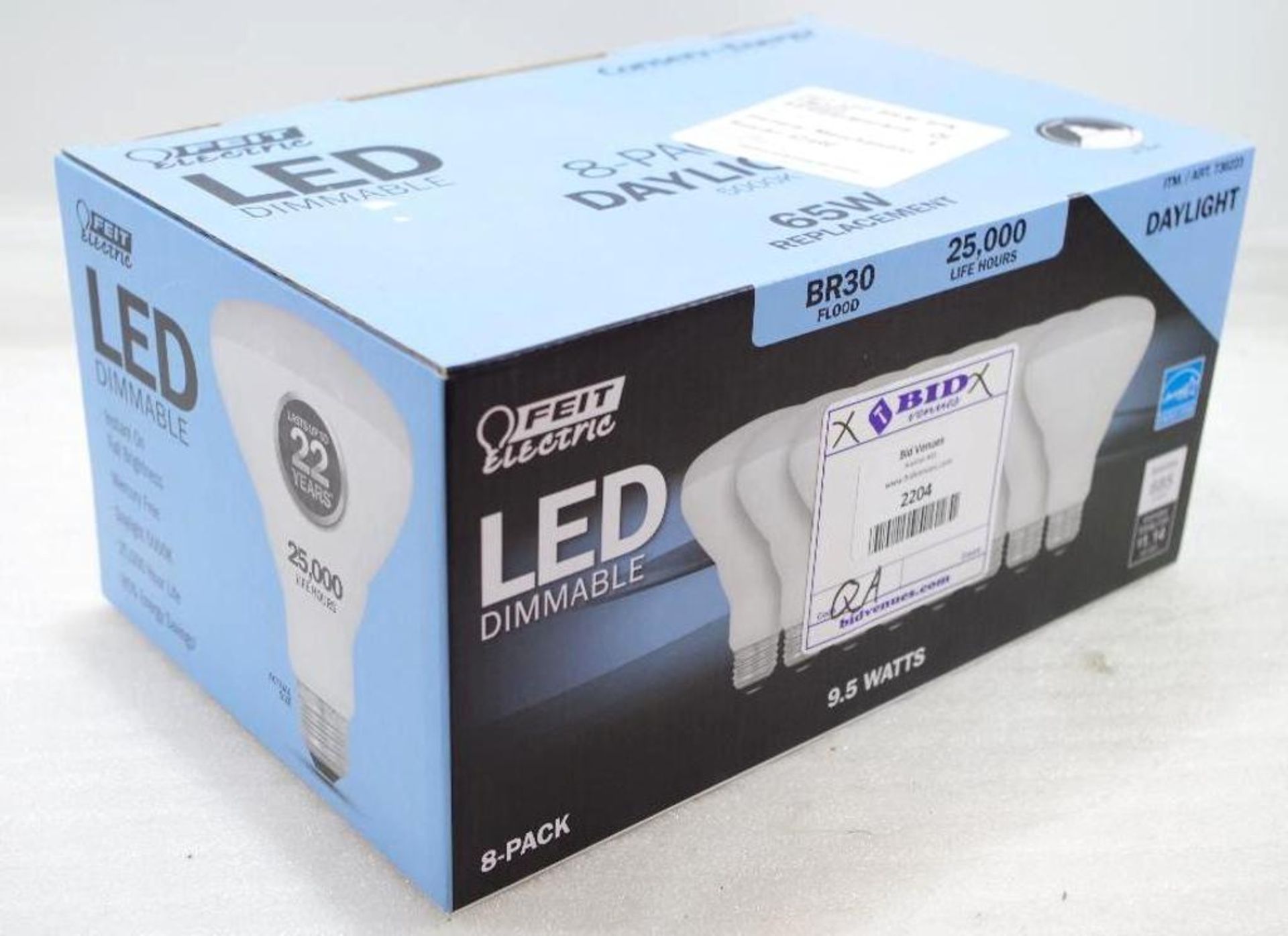 [8] FEIT 9.5 Watt LED Daylight BR30 Bulbs (1 Box of 8)
