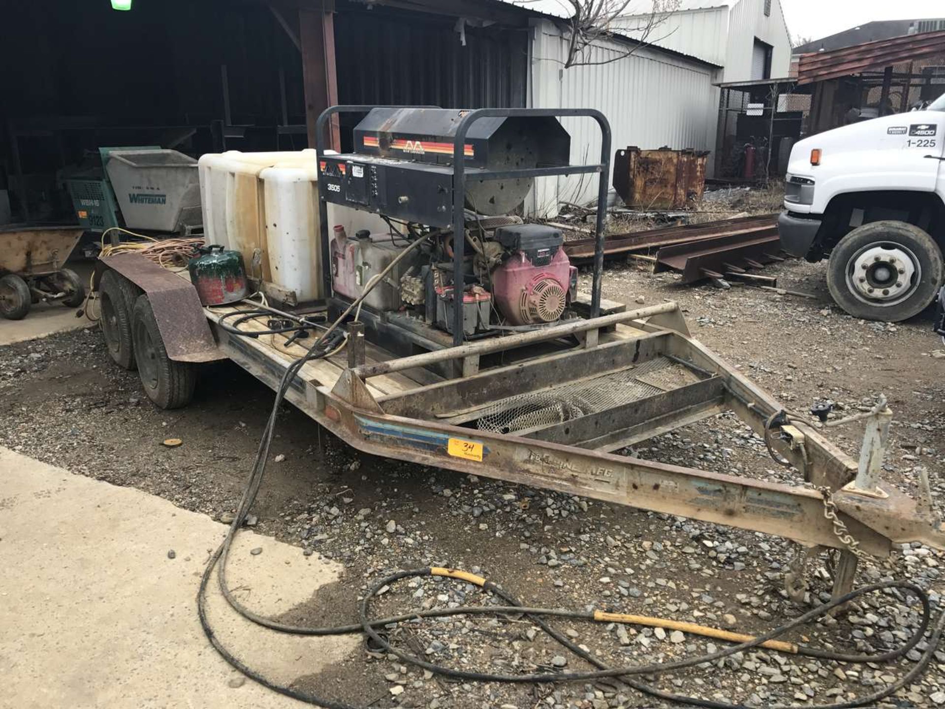 1997 L&S Line Mfg Flatbed Utility Trailer Dual Axle, Wood Deck with M-T-M Steam Cleaner ***NOTE - $