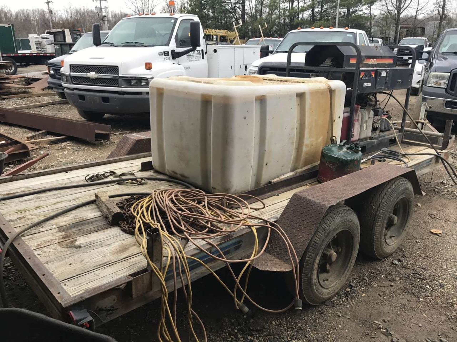 1997 L&S Line Mfg Flatbed Utility Trailer Dual Axle, Wood Deck with M-T-M Steam Cleaner ***NOTE - $ - Image 3 of 5