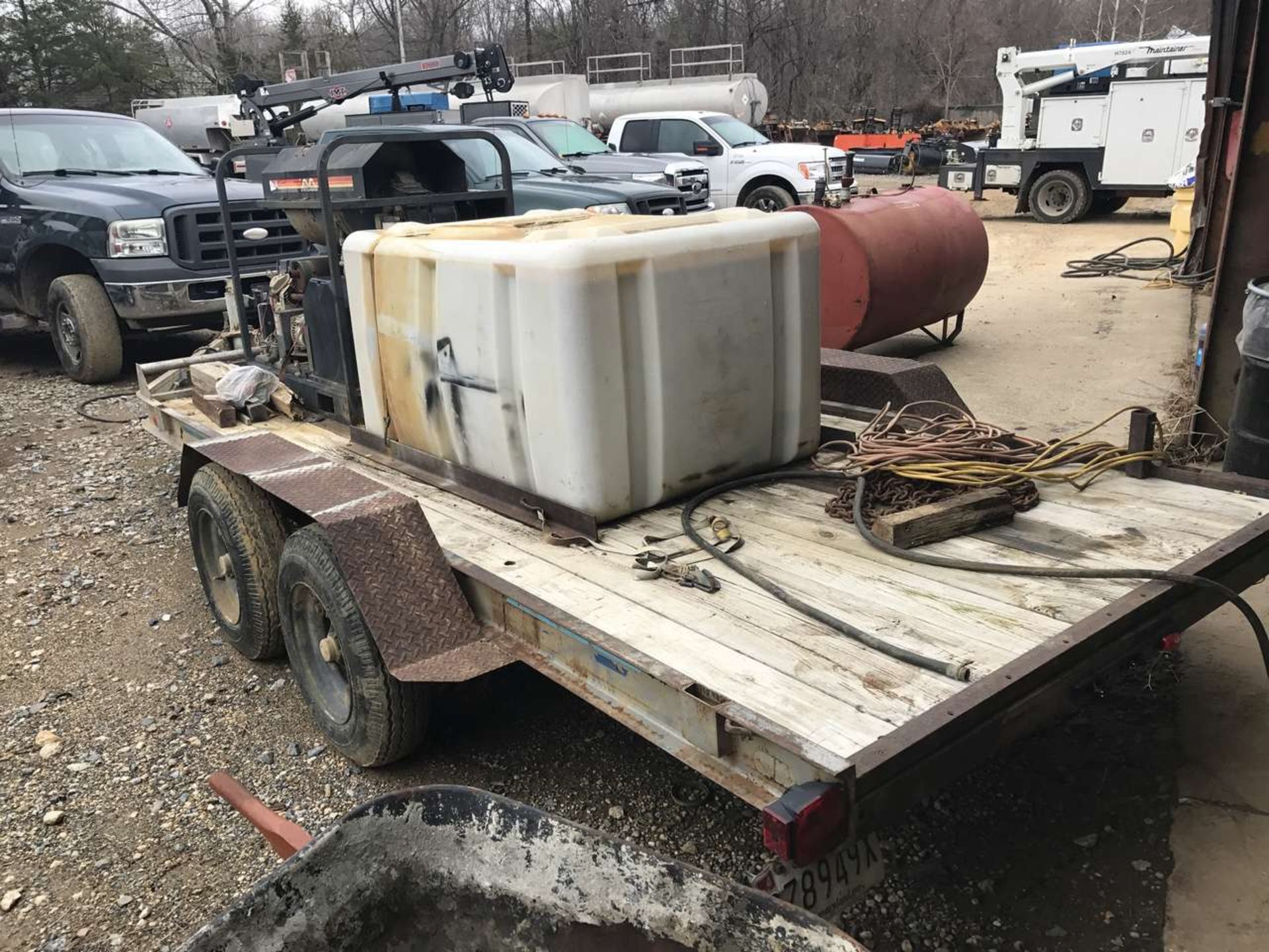 1997 L&S Line Mfg Flatbed Utility Trailer Dual Axle, Wood Deck with M-T-M Steam Cleaner ***NOTE - $ - Image 4 of 5