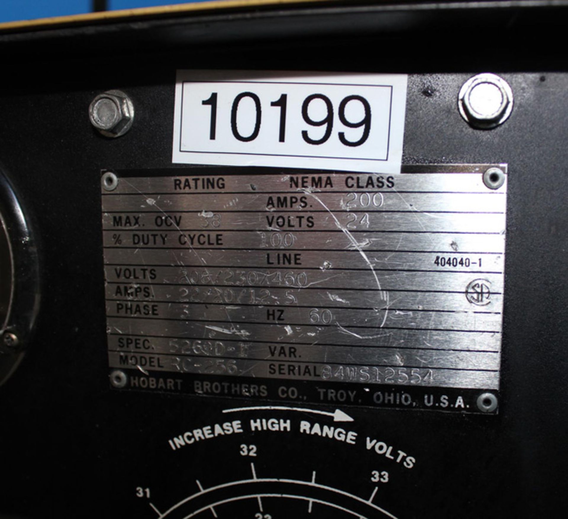 Hobart - Mig Welder, 200 Amps, Model RC-256, S/N 84WS12554, Hobart 2000 Wire Feeder, Cart & - Image 6 of 7