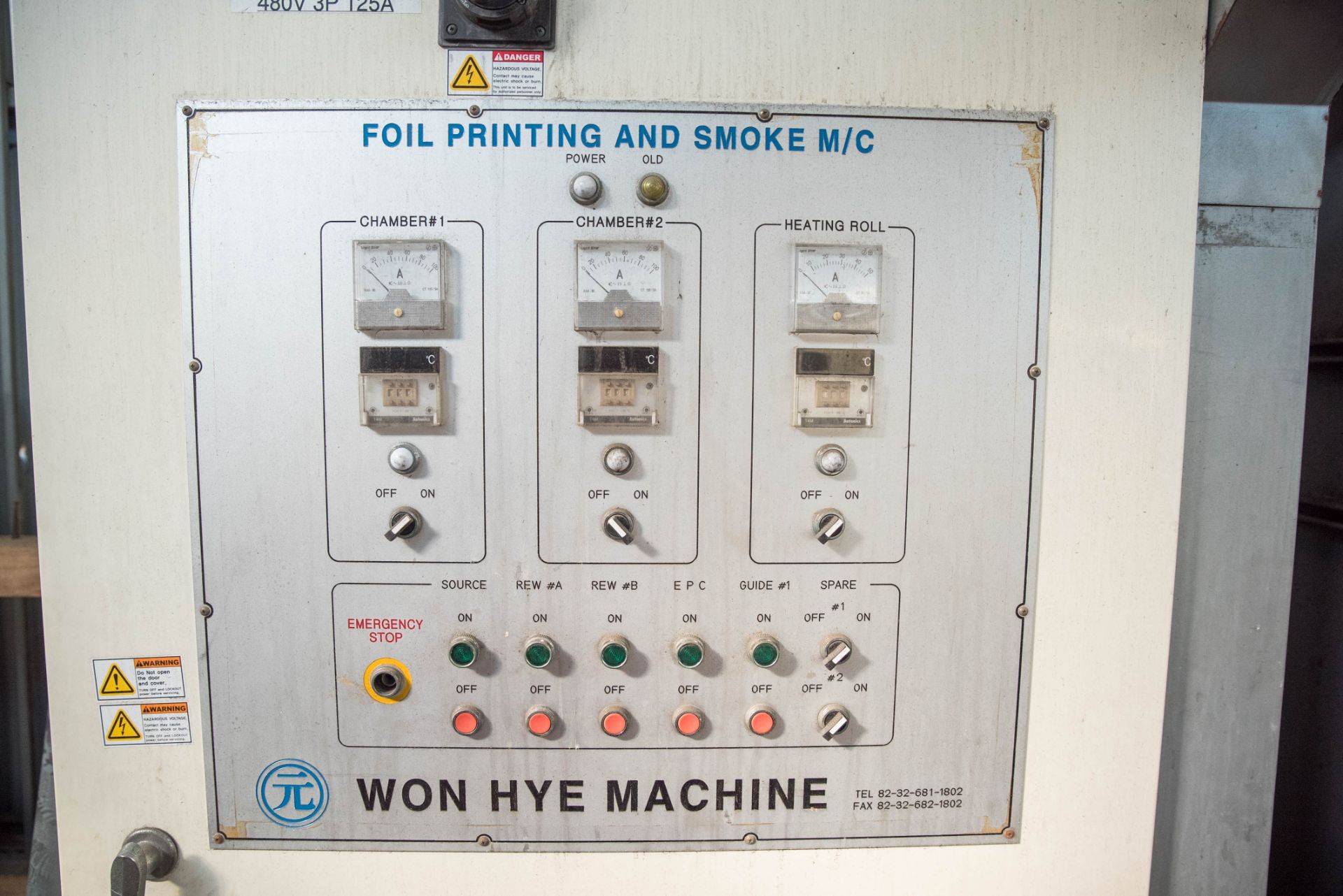 Won Hye Machine Foil Print Machine 60'' w/ Knit Entry and Overhead Dryer - Image 10 of 18