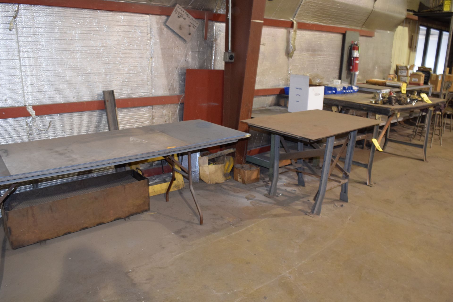 Assorted Work Tables, Chairs and Stock Shelf ***Air Conditioner Not Included
