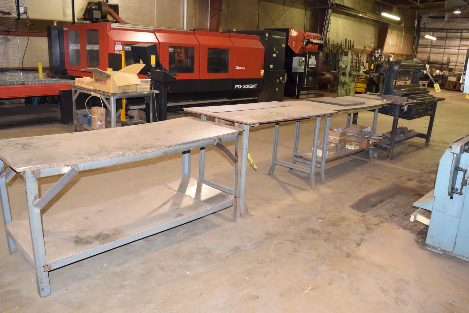 (3) Work Tables and Steel Shelf