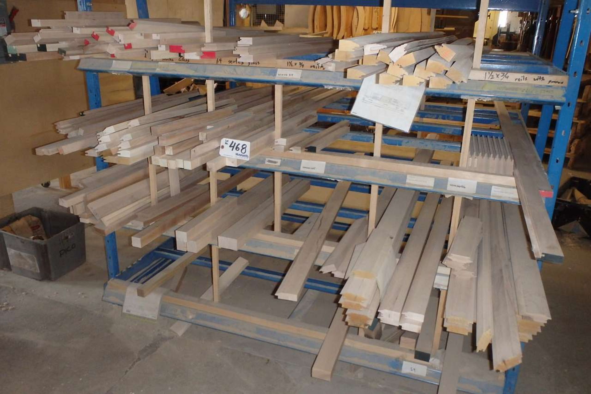 Quantity of Assorted Wood Parts on Rack