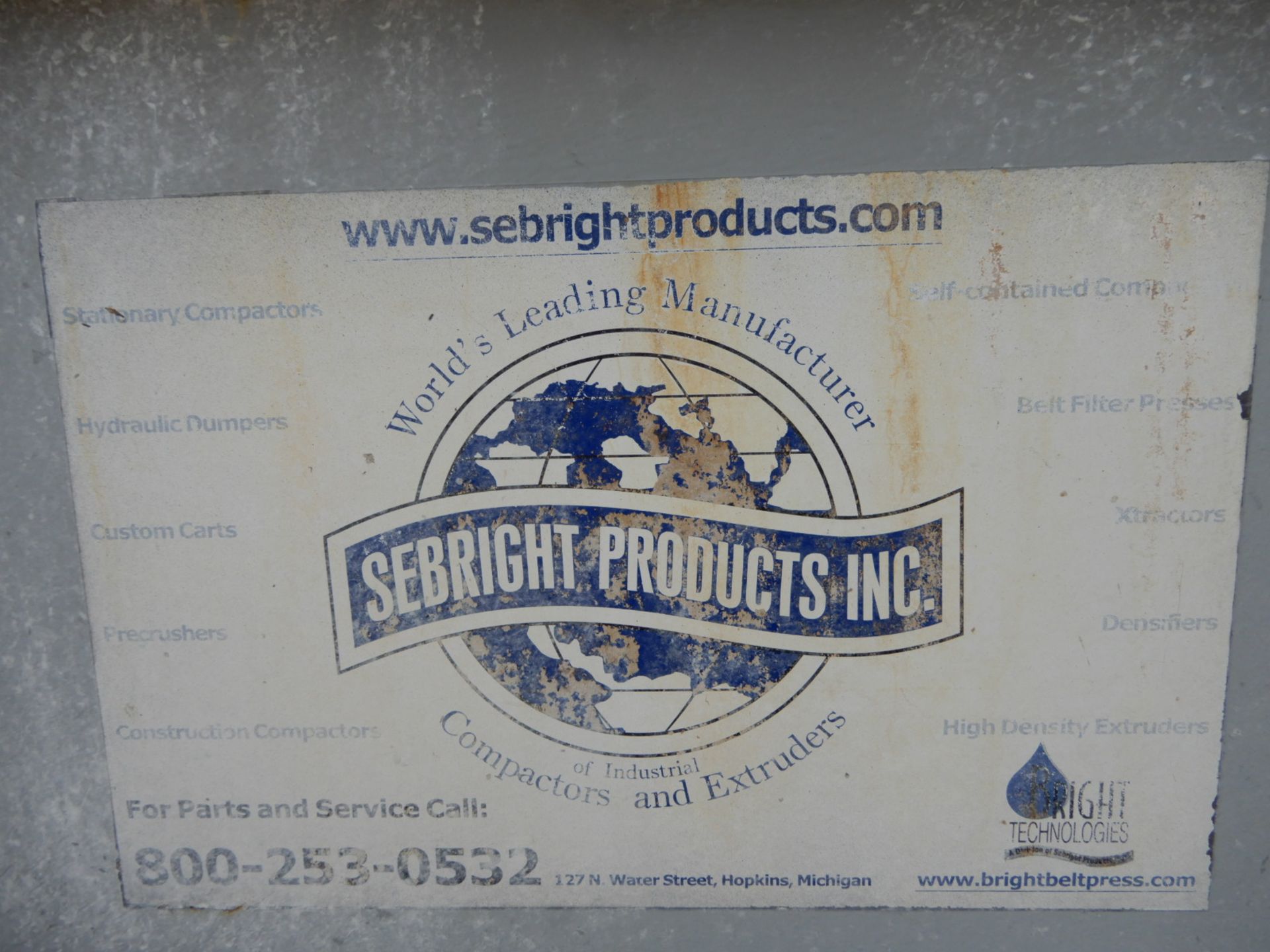 Sebright Products, Inc. Compactor For Waste Serial # EO7 10 9733 Mfg. 2007 W/ Hydraulic Package - Image 3 of 7