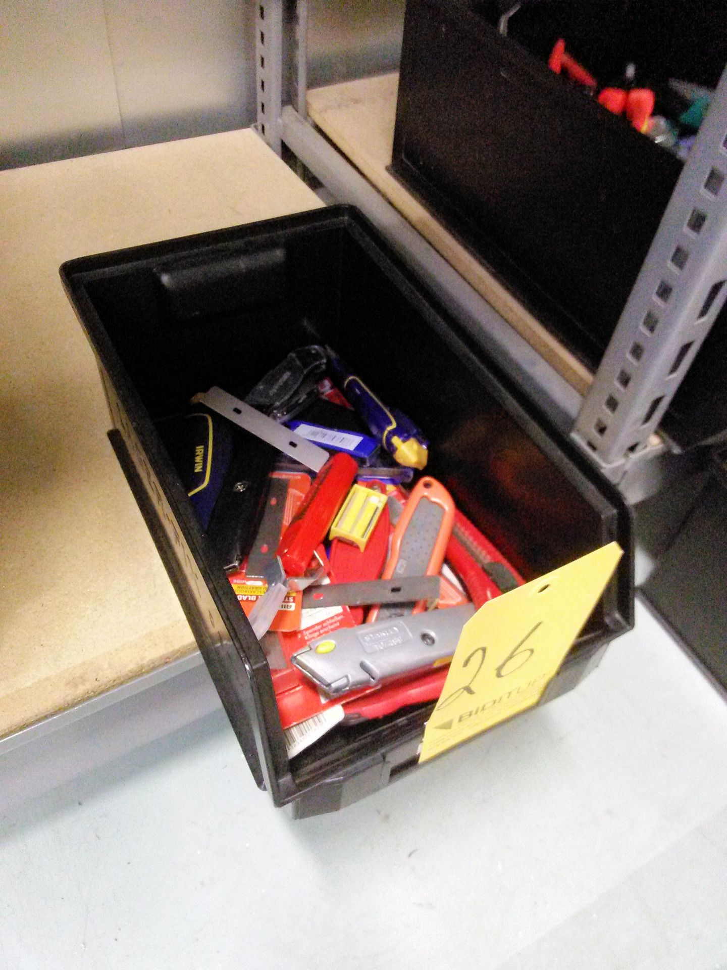 Lot-Razor Knives and Blades in (1) Bin, (Bldg 1)