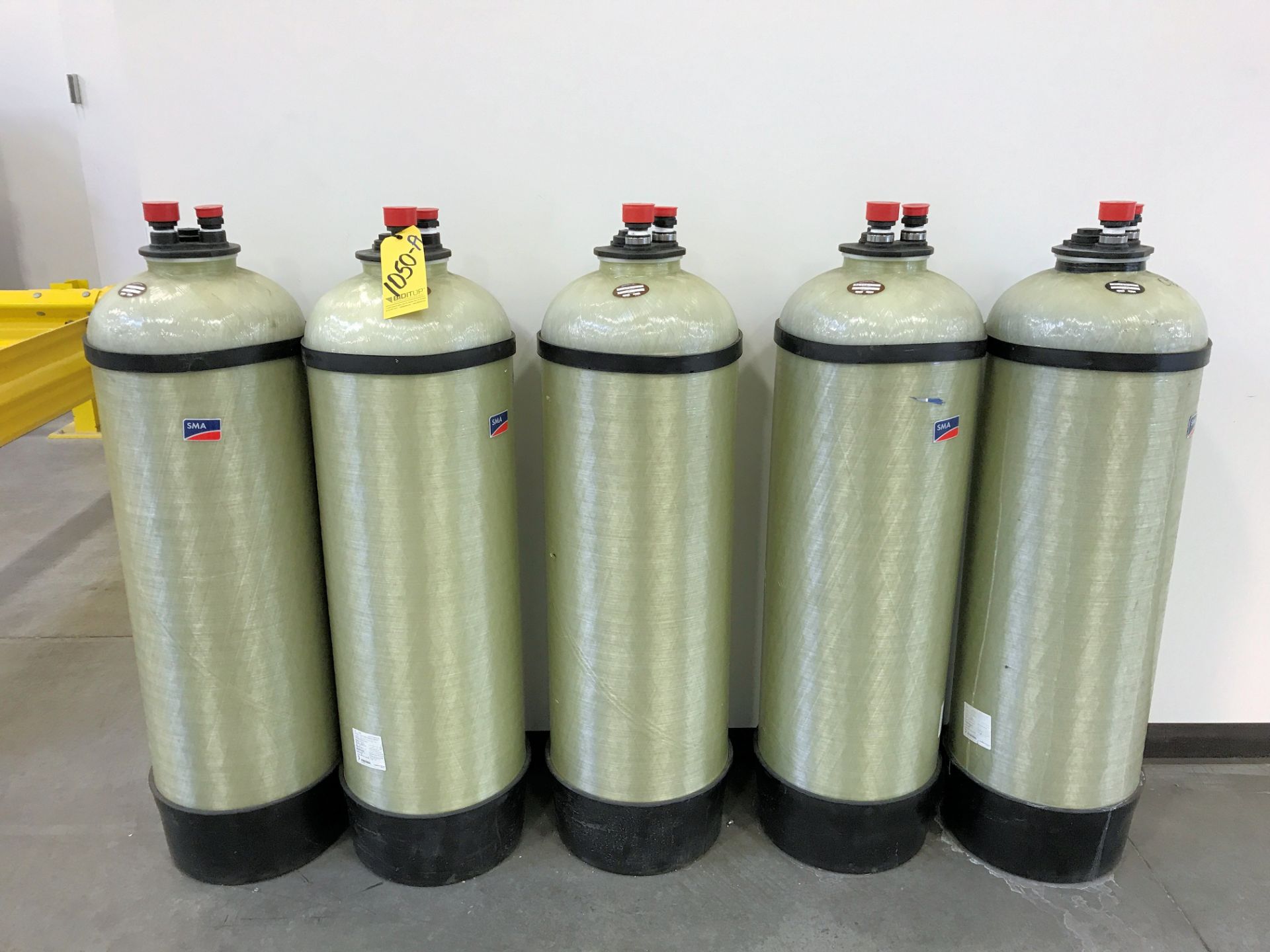 Lot-Fiberglass DI Tanks Consisting of: (1) Carbon Tank and (4) Mixed Bed Tanks, Fully Charged, (Bldg