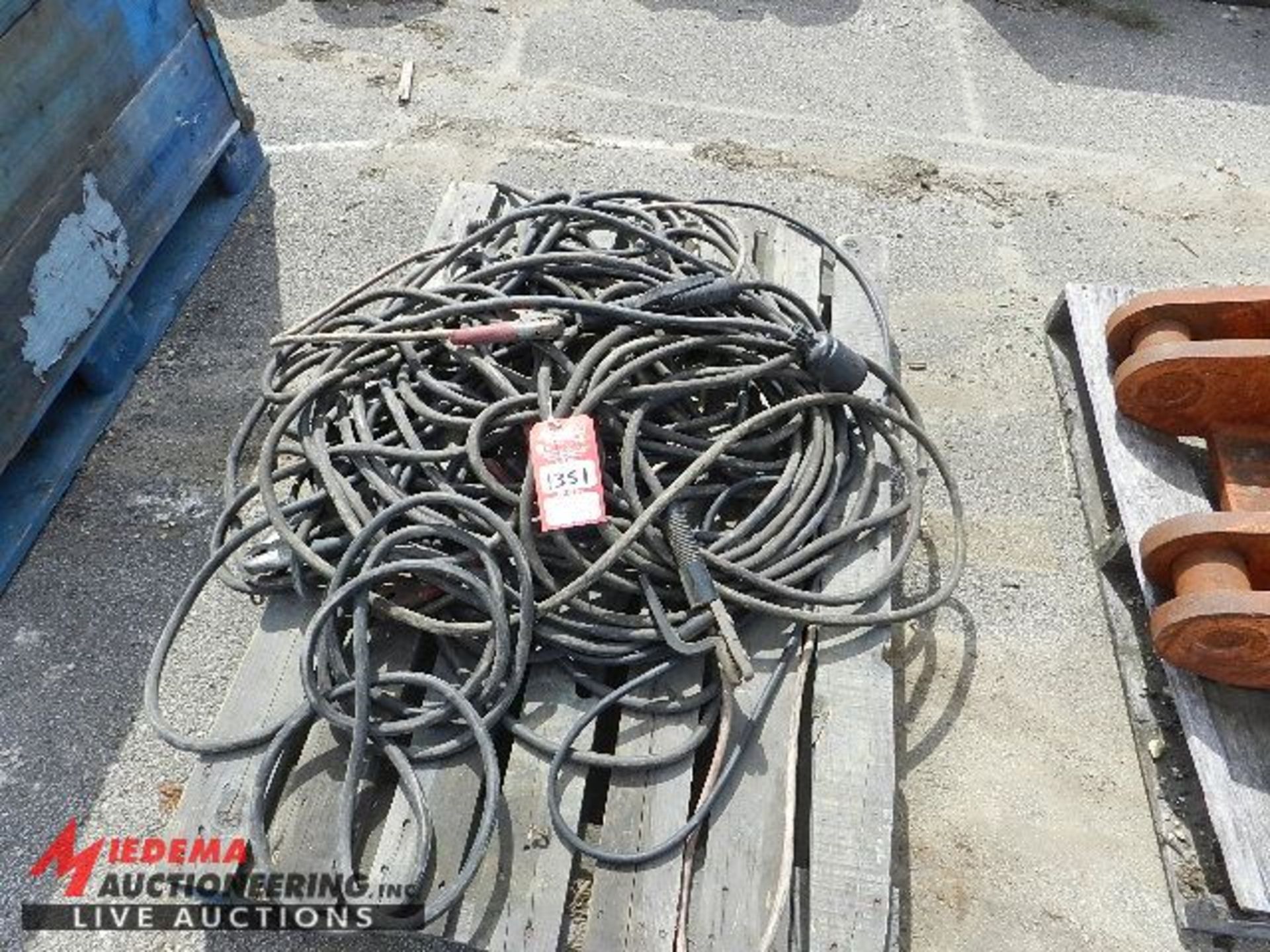 SKID OF ASSORTED WIRE, WELDING WIRE, JUMPER CABLES AND MORE