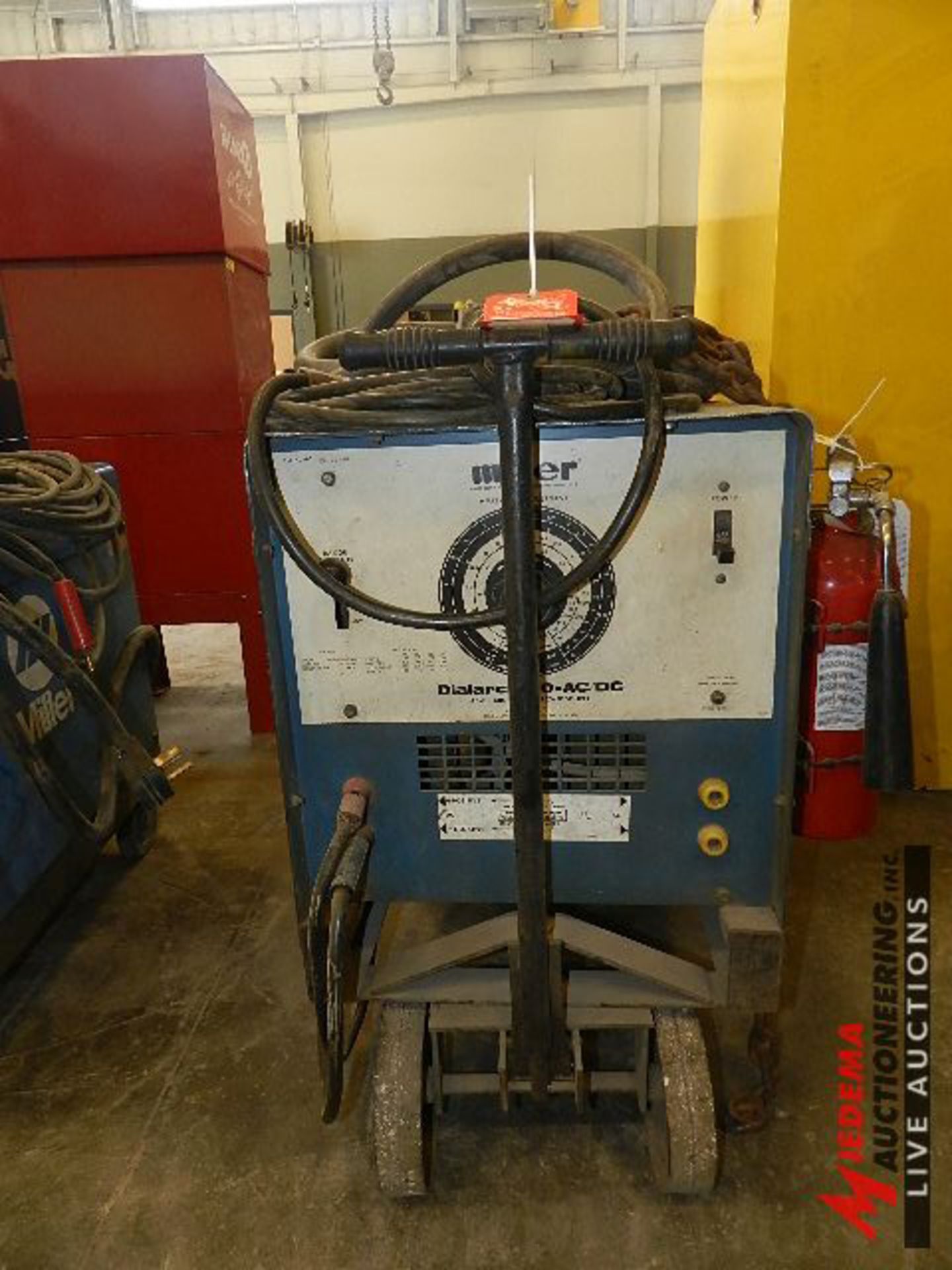 MILLER DIAL ARC 250 -ACDC ARC WELDING POWER SOURCE WITH CART, HOSES, SERIAL #HE792486