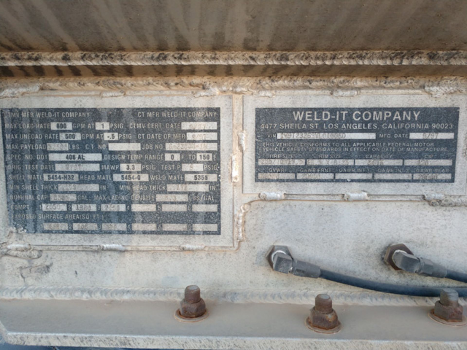 (Yuma) 1997 Weld-It 5,500 Gallon (3) Compartment (2,050/1,300/2,150) Elliptical 2-Axle Pull Tank - Bild 3 aus 3