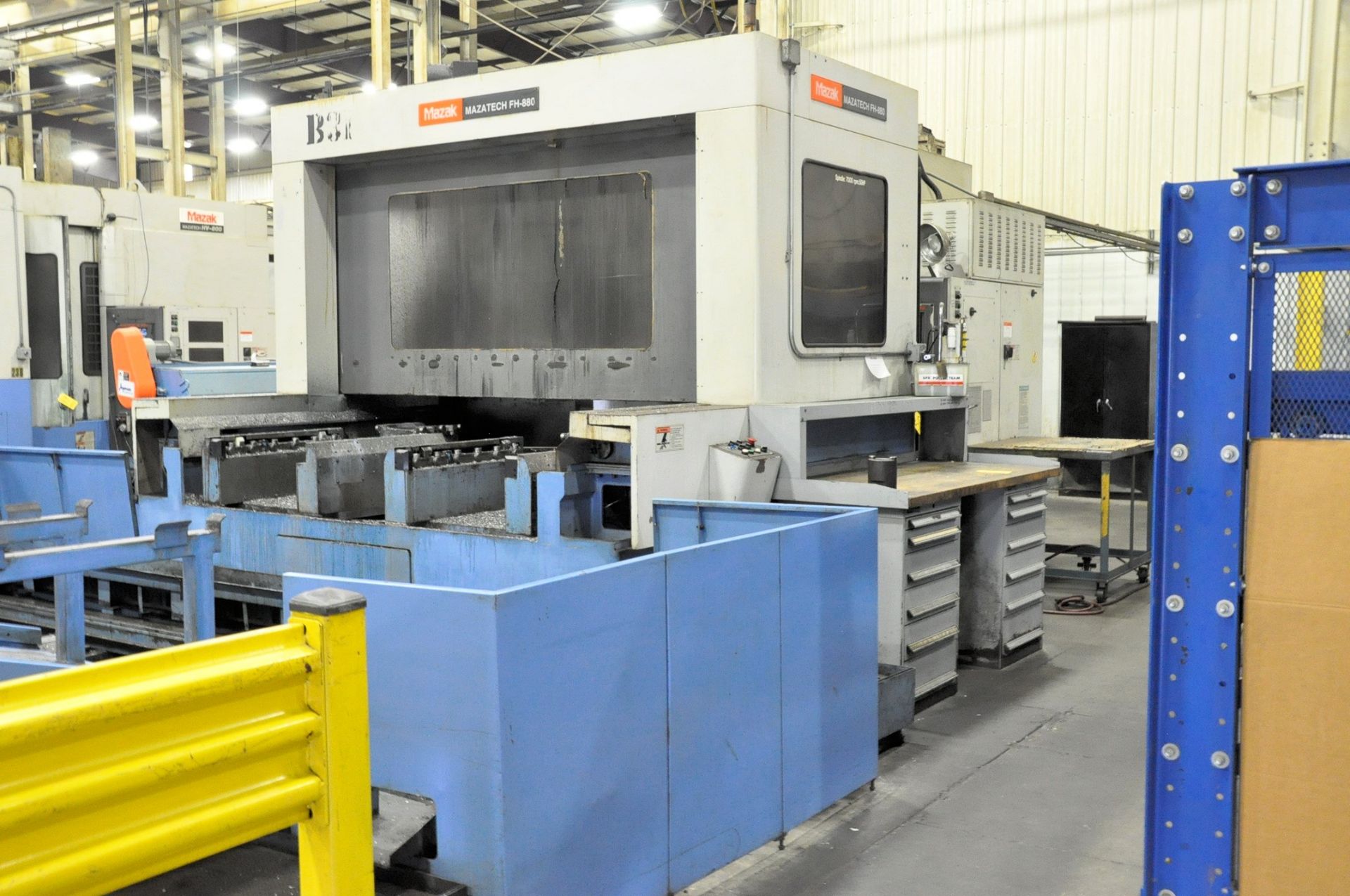 MAZAK FH880 4-AXIS CNC Horizontal Machining Center, 31.5'' x 31.5'' Pallets, Table Capacity 4850