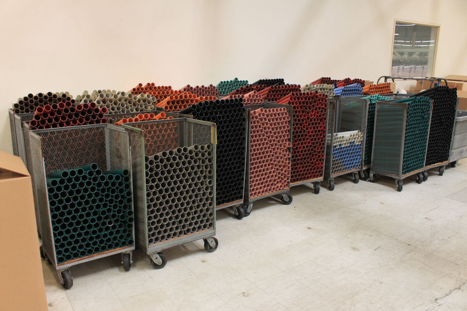 Approx. (36) Carts w/ Spare Plastic Spindles for Twisting Machines