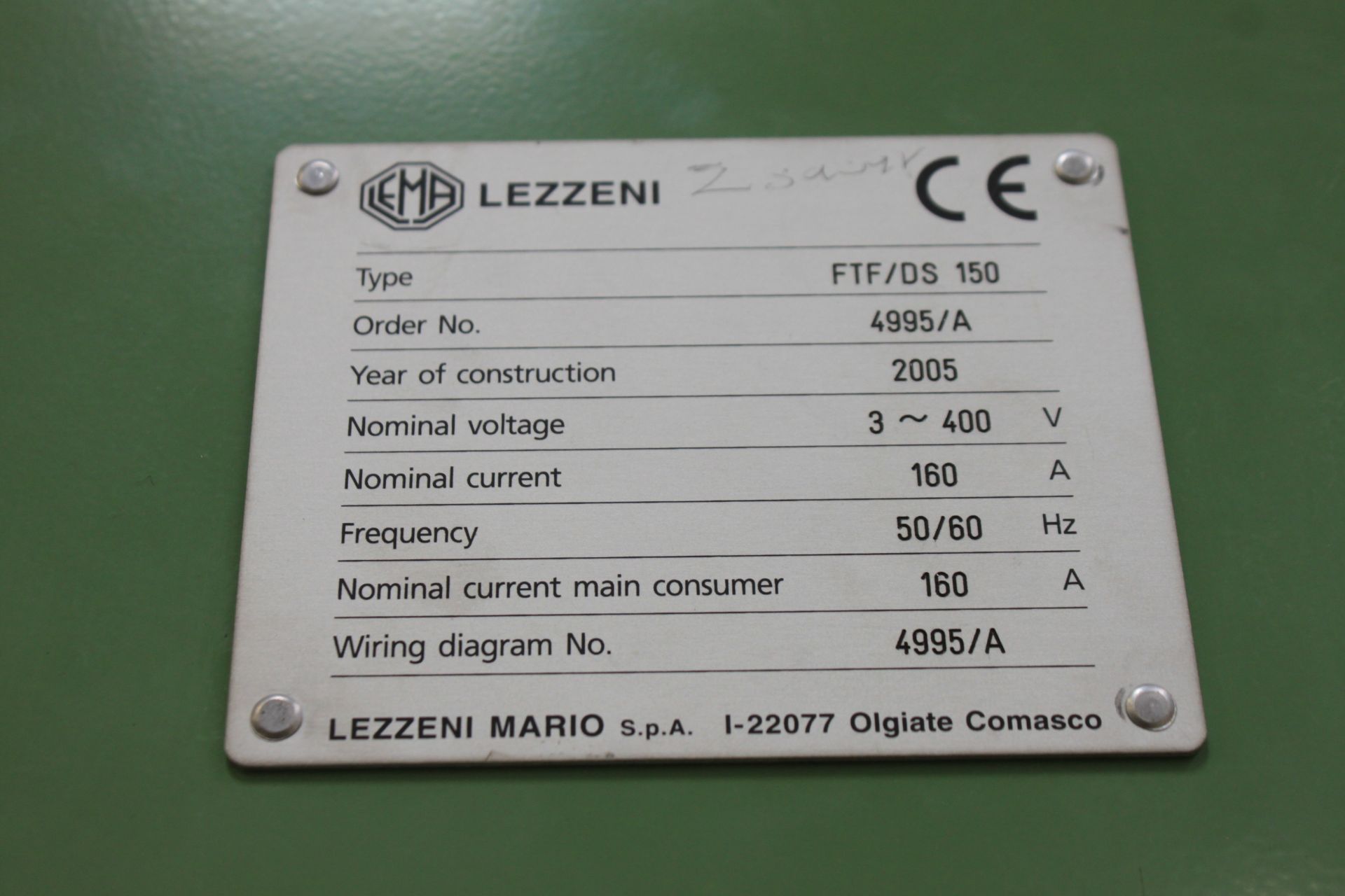 (2005) Lezzeni Single-Sided Twisting Machine, Type: FTF/DS 150, 150 Gauge, 88 Spindles, 115mm - Image 6 of 6