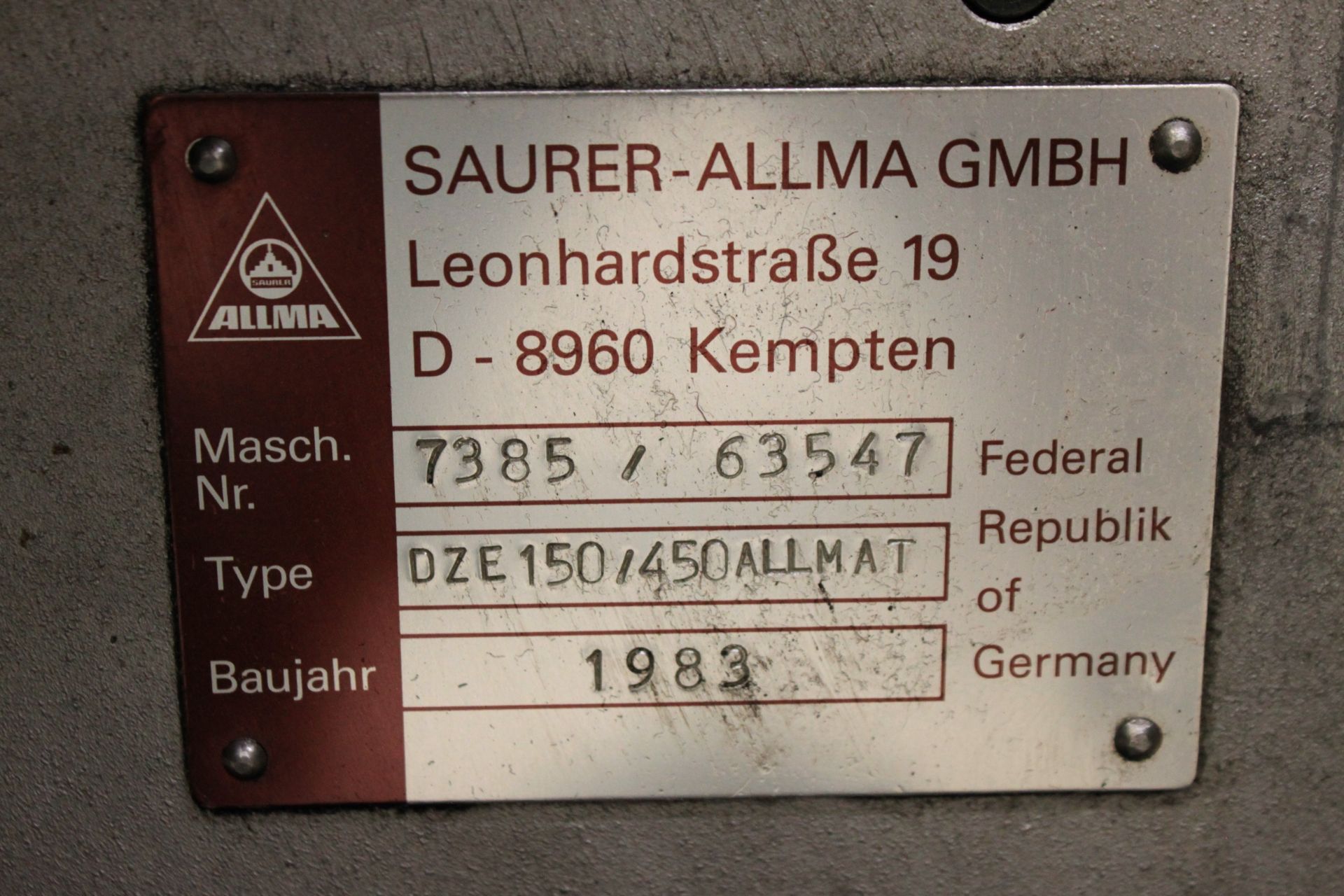 (1983) Saurer-Allman Double-Sided Twisting Machine, Type: DZE150/450ALLMAT, 150 Gauge, 118 - Image 4 of 4