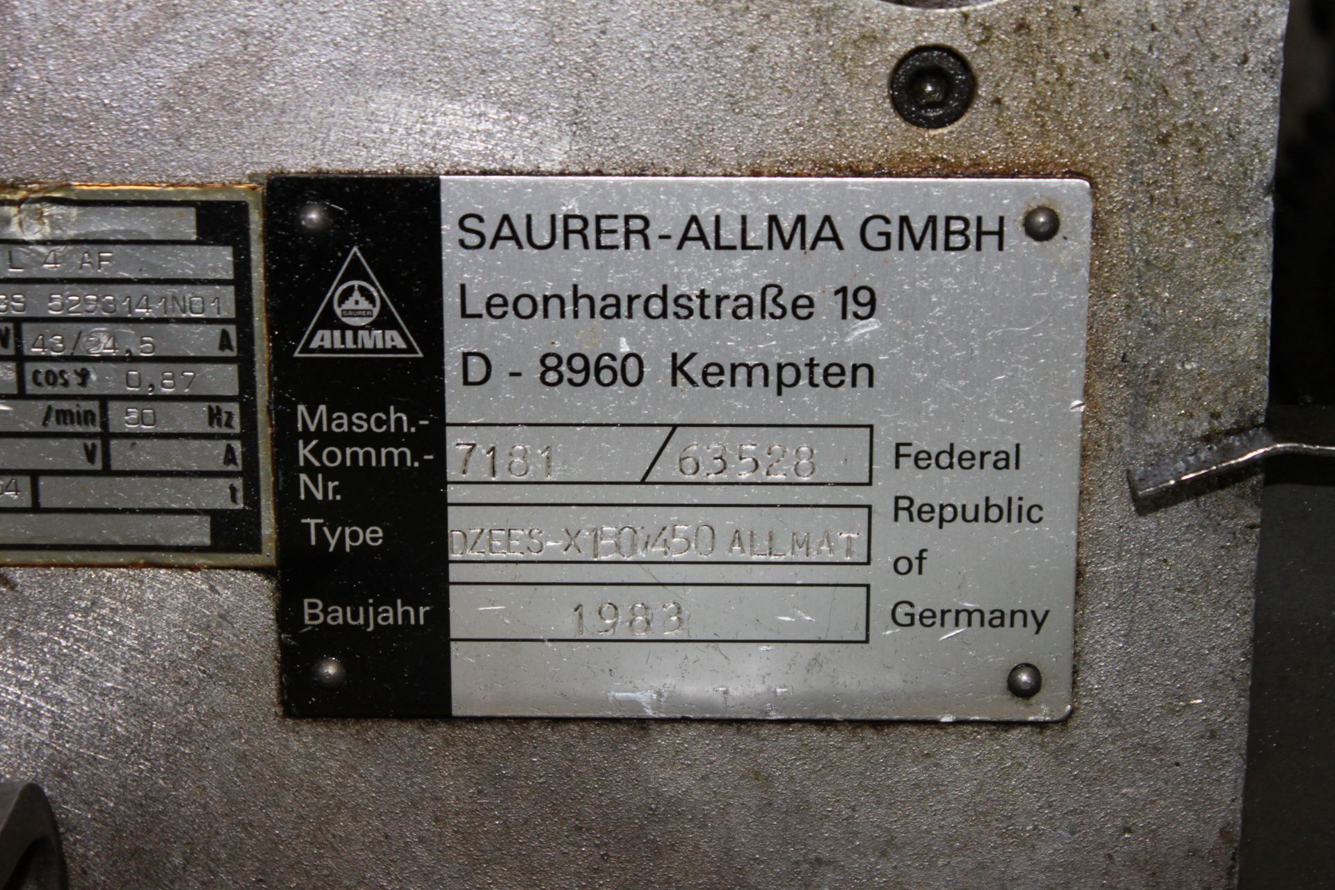 (1983) Saurer-Allman Double-Sided Twisting Machine, Type: DZEES-X150/450 ALLMAT, 150 Gauge, 22 - Image 5 of 5