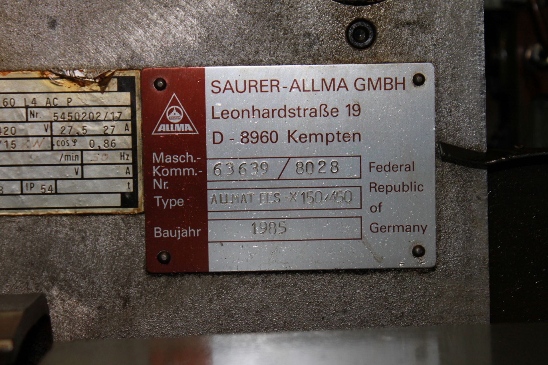 (1985) Saurer-Allman Double-Sided Twisting Machine, Type: ALLMATEES-X150/450, 150 Gauge, 102 - Image 5 of 5