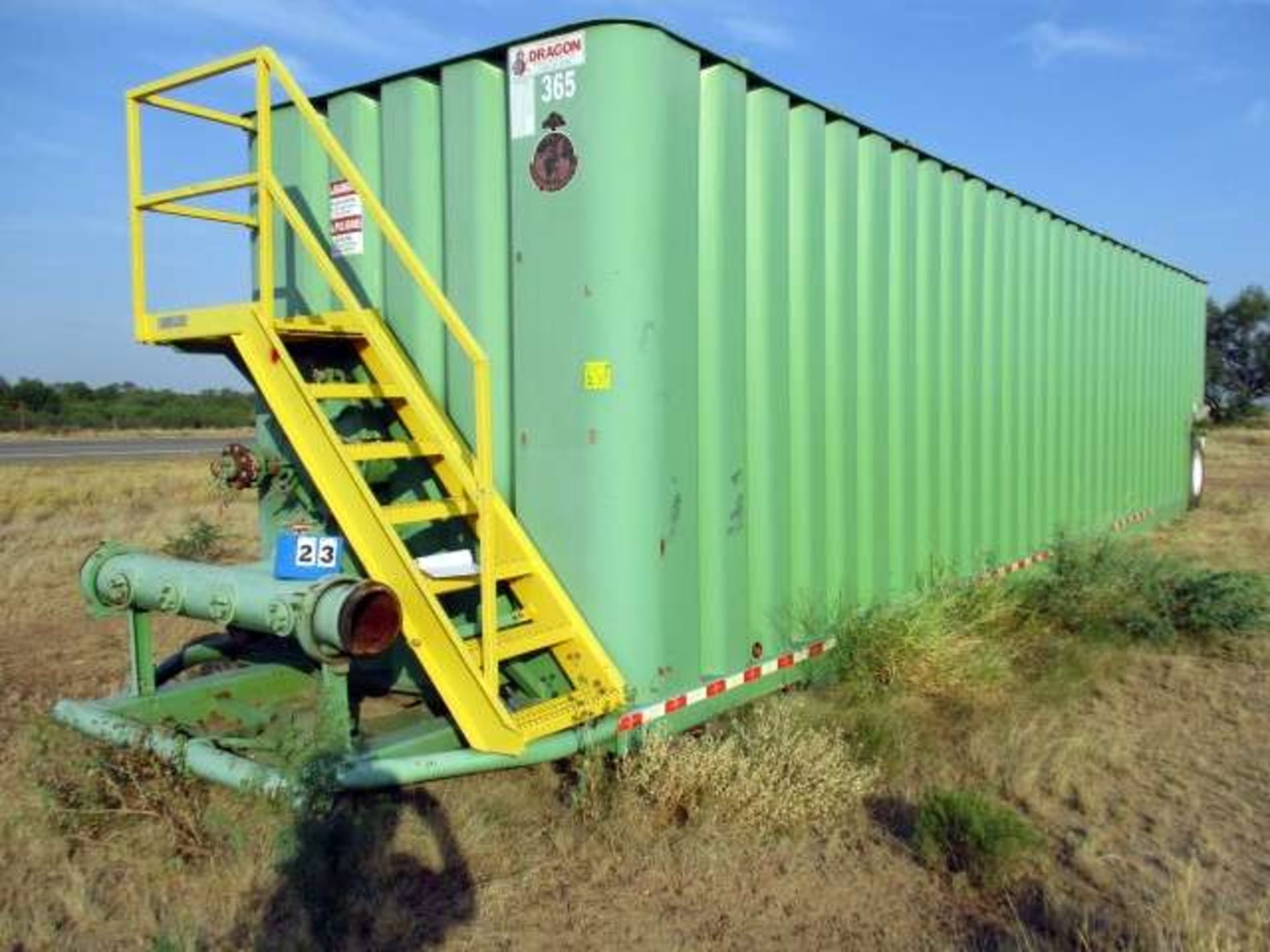 FRAC TANK DRAGON CORRUGATED WALL STORAGE, 500 BARREL, SINGLE AXLE, LICENSE NO. 29M-969 S/N S/N