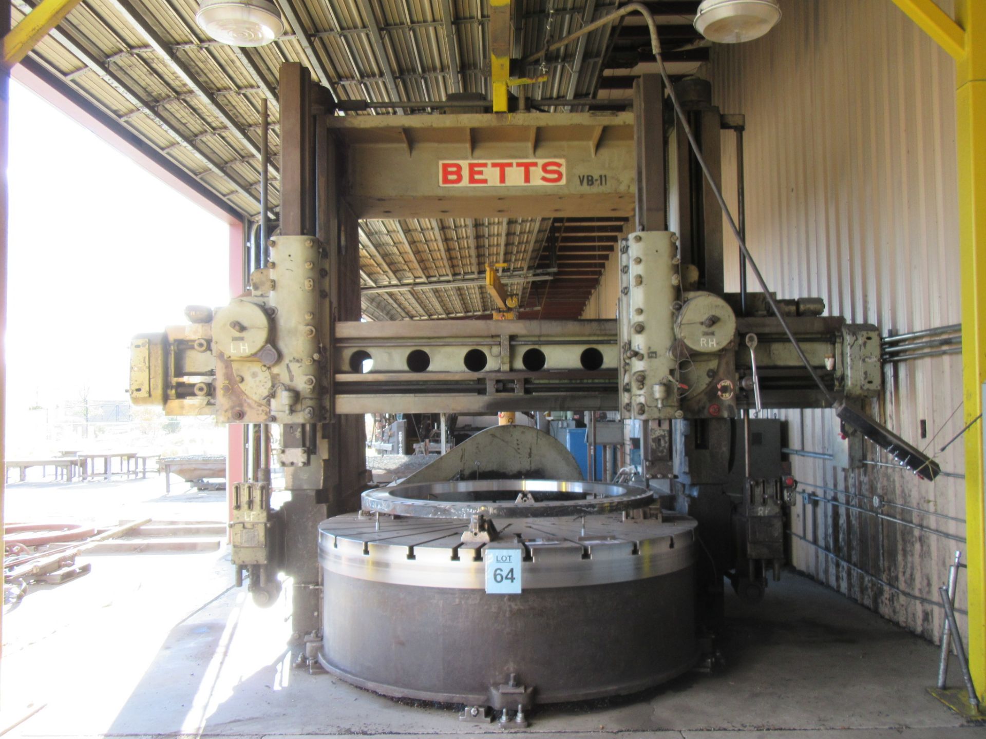 BETT VB-11 VERTICAL BORING MILL, 120'' TABLE WITH (4) JAWS, YEAR 1960,