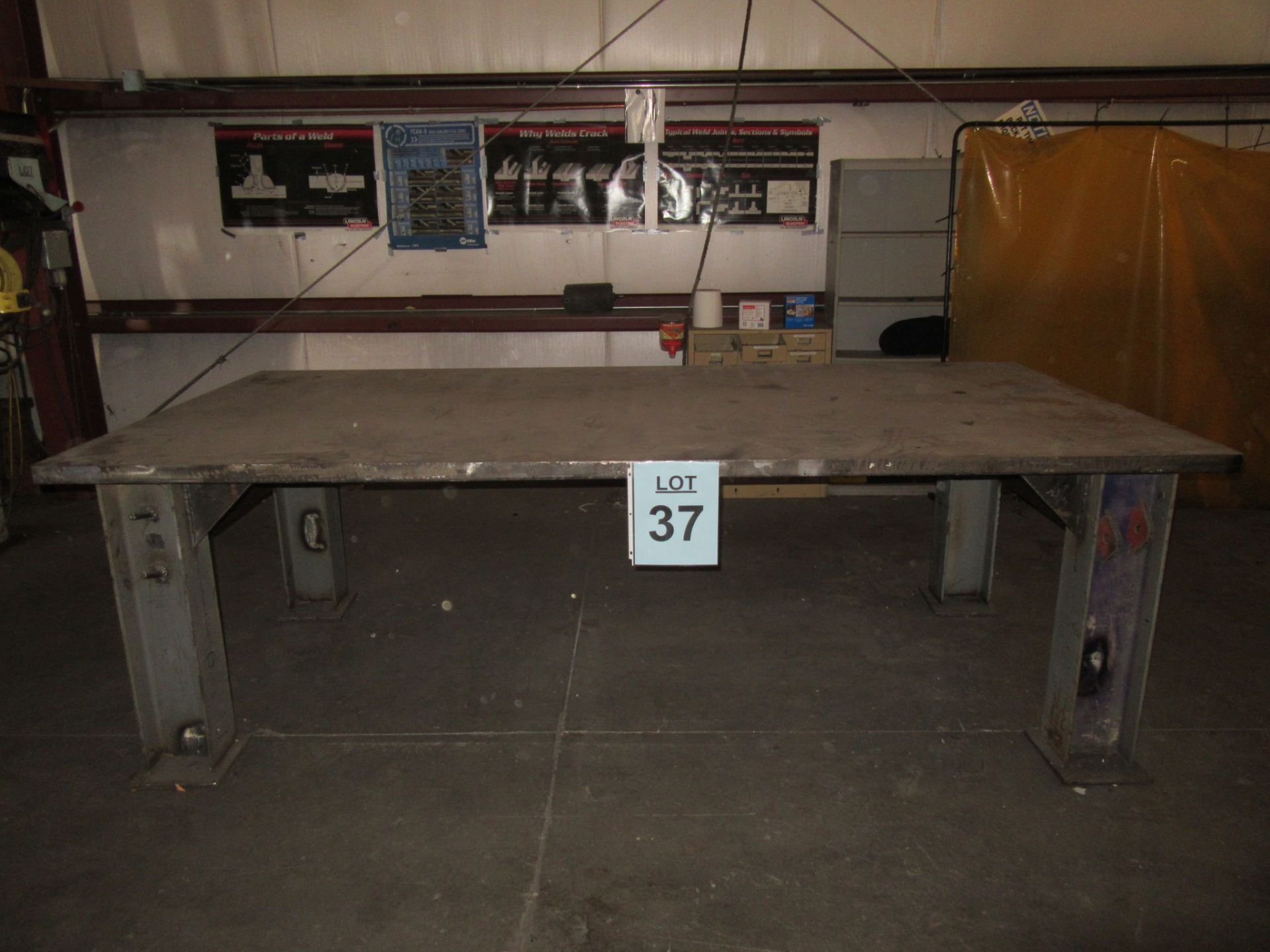 METAL TABLE, 5' W X 121'' L X 39'' HIGH, (BACK BUILDING)