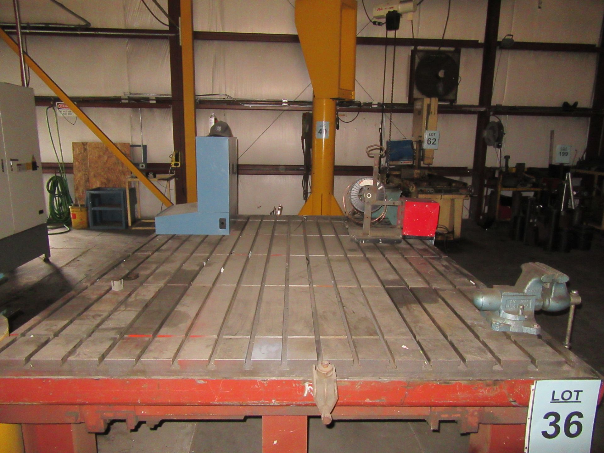 HEAVY DUTY MILLING MACHINE TABLE WITH VISE, 7' W X 10' L X 37'' HIGH, (BACK BUILDING) - Image 2 of 2