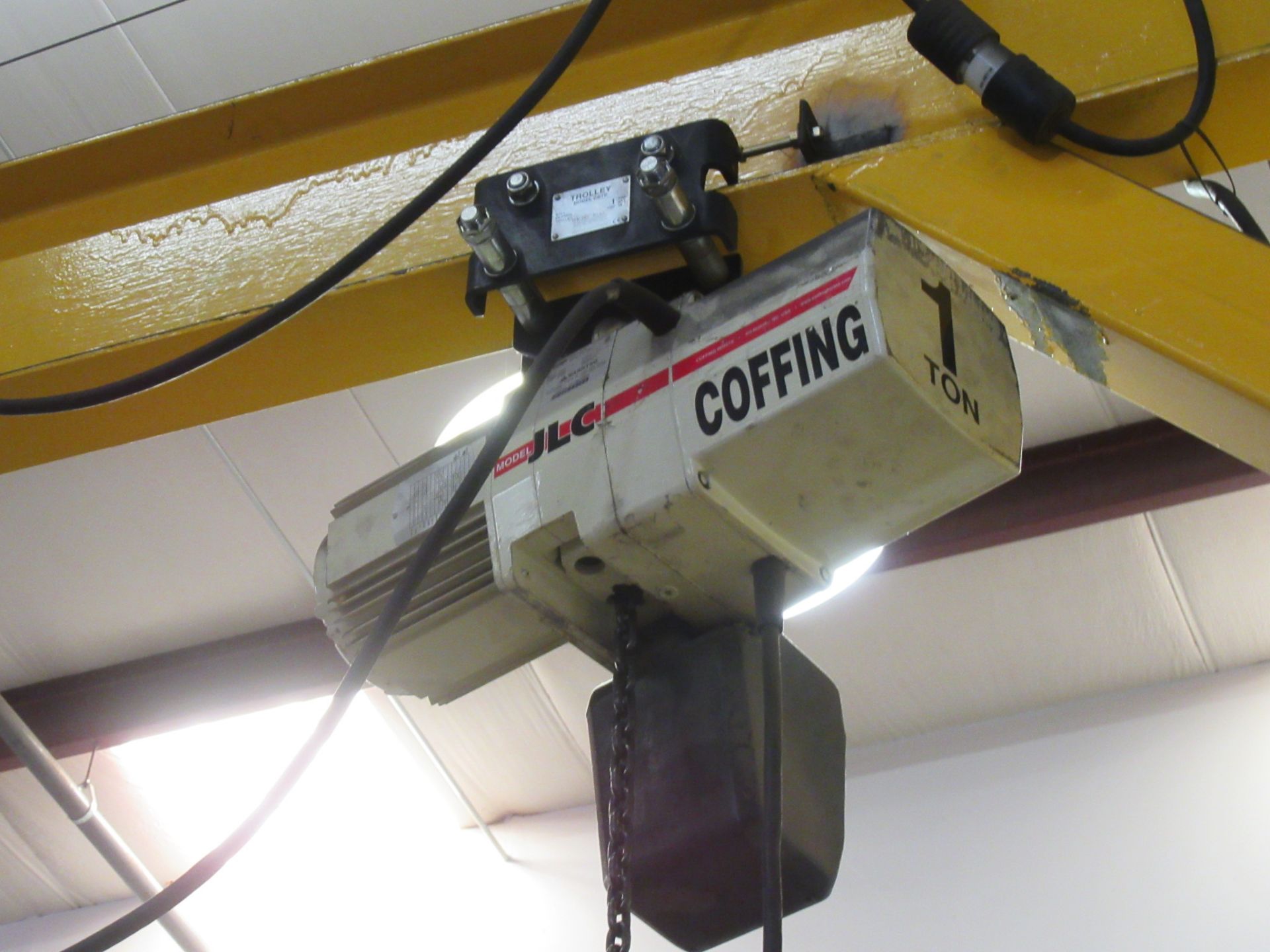 1 TON PORTABLE GANTRY CRANE WITH COFFING JLC 1 TON ELECTRIC CHAIN HOIST, APPROX. 16' SPAN - Image 2 of 2