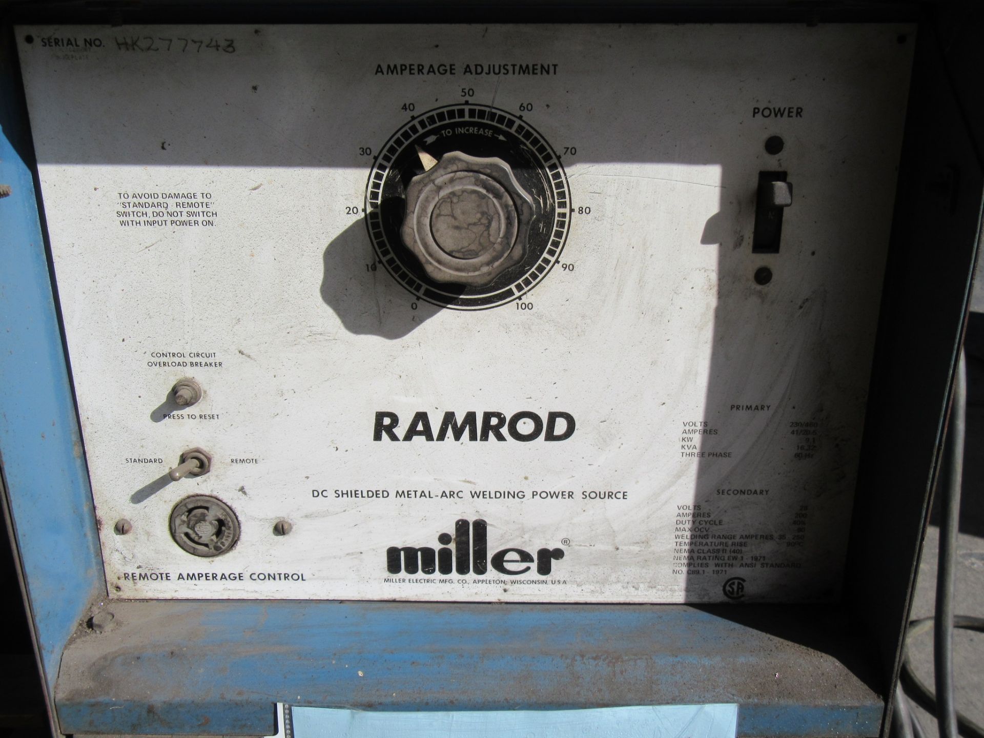 MILLER RAMPOD DC SHIELDED METAL-ARC WELDING POWER SOURCE - Image 2 of 2