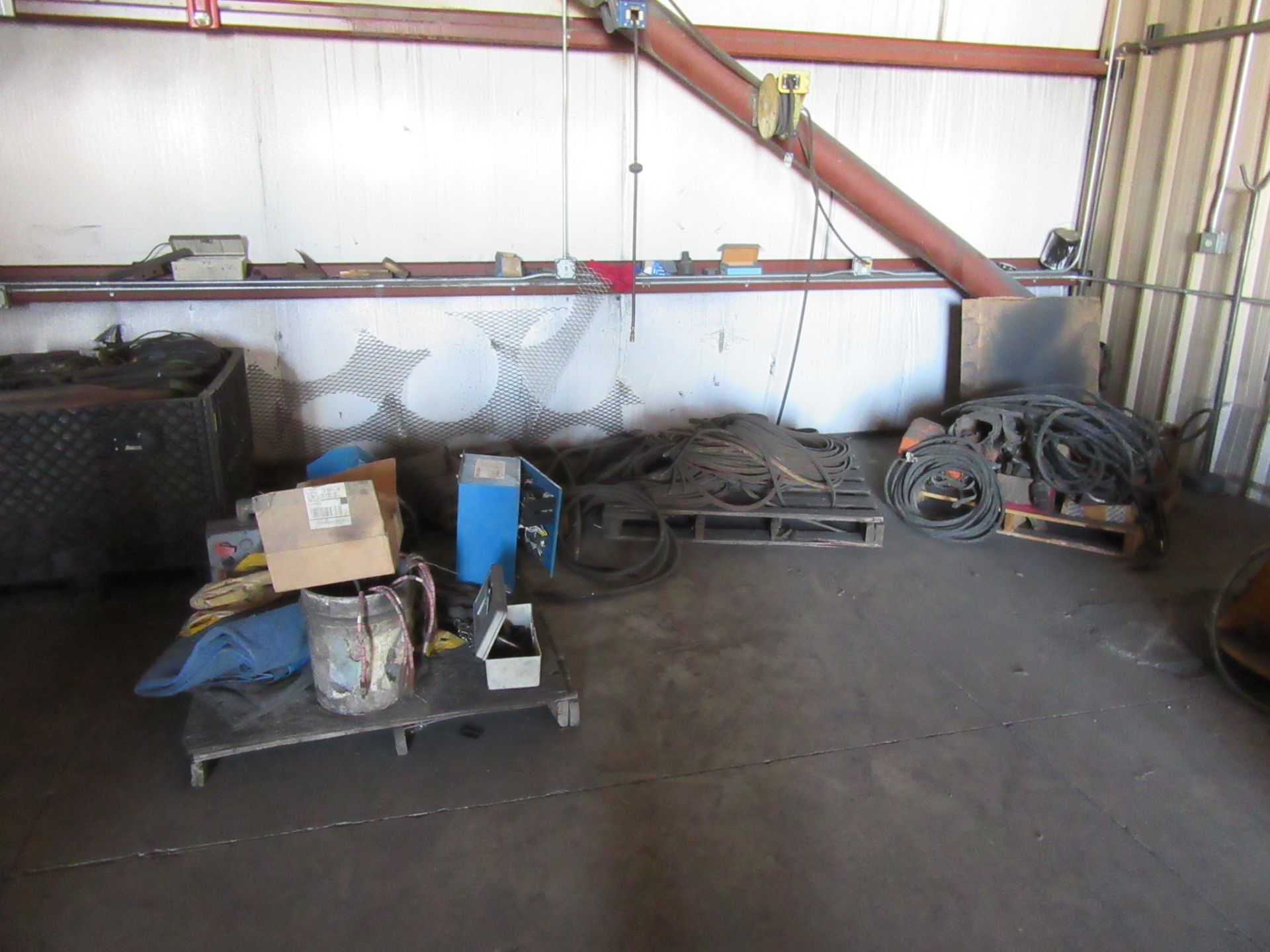 LOT ASST'D HOIST, WELDING TORCH HOSES, WELDING WIRE AND RACK