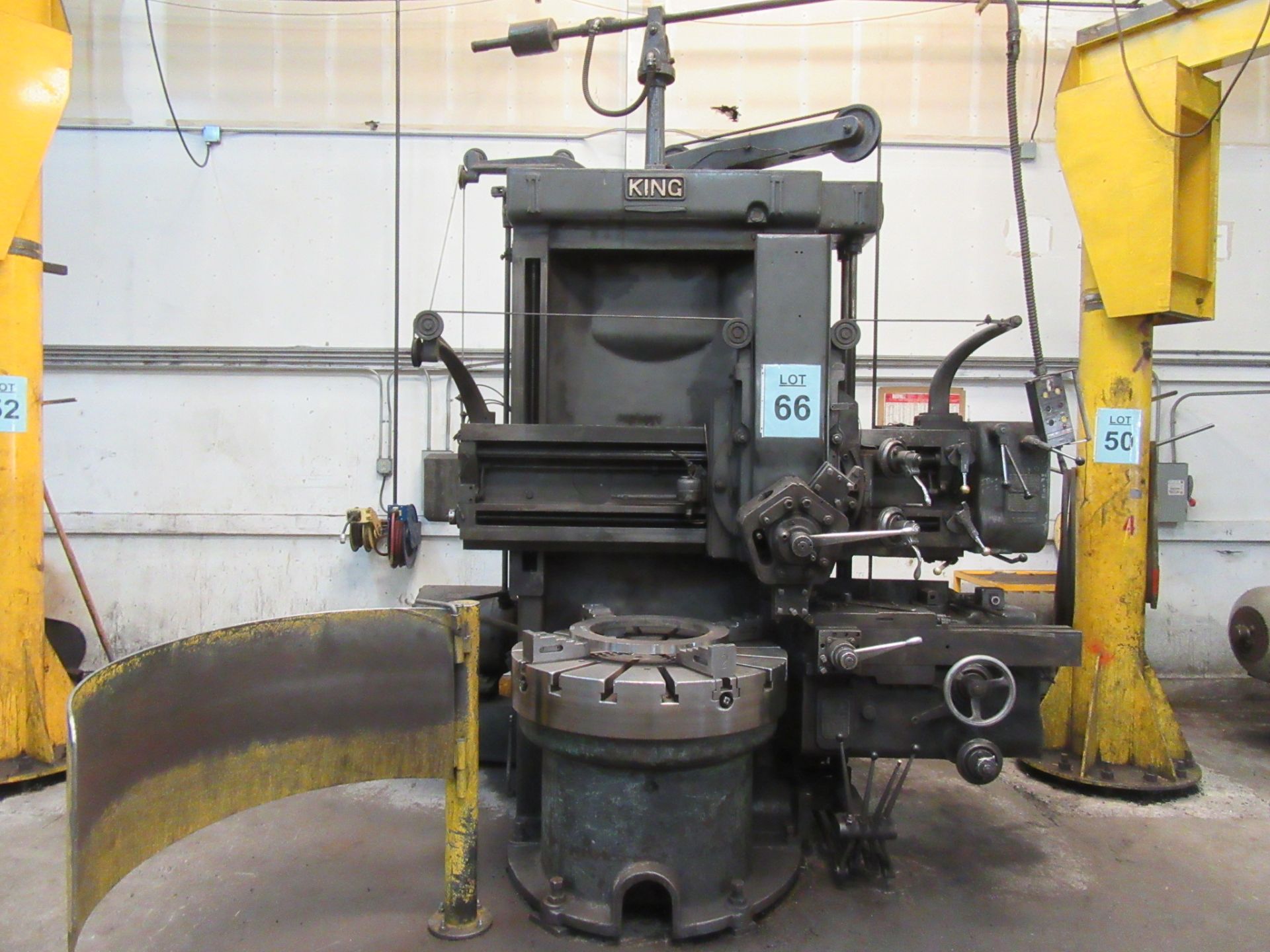 KING 42'' VERTICAL BORING MILL, 42'' TABLE WITH (4) JAWS, 5-POSITION TURRET