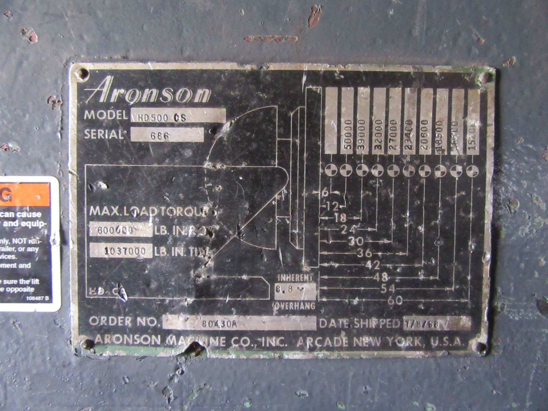 ARONSON 50,000 LB., WELDING POSITIONER, MODEL: HD500-CS, YEAR 1968, (BACK BUILDING) - Bild 6 aus 6