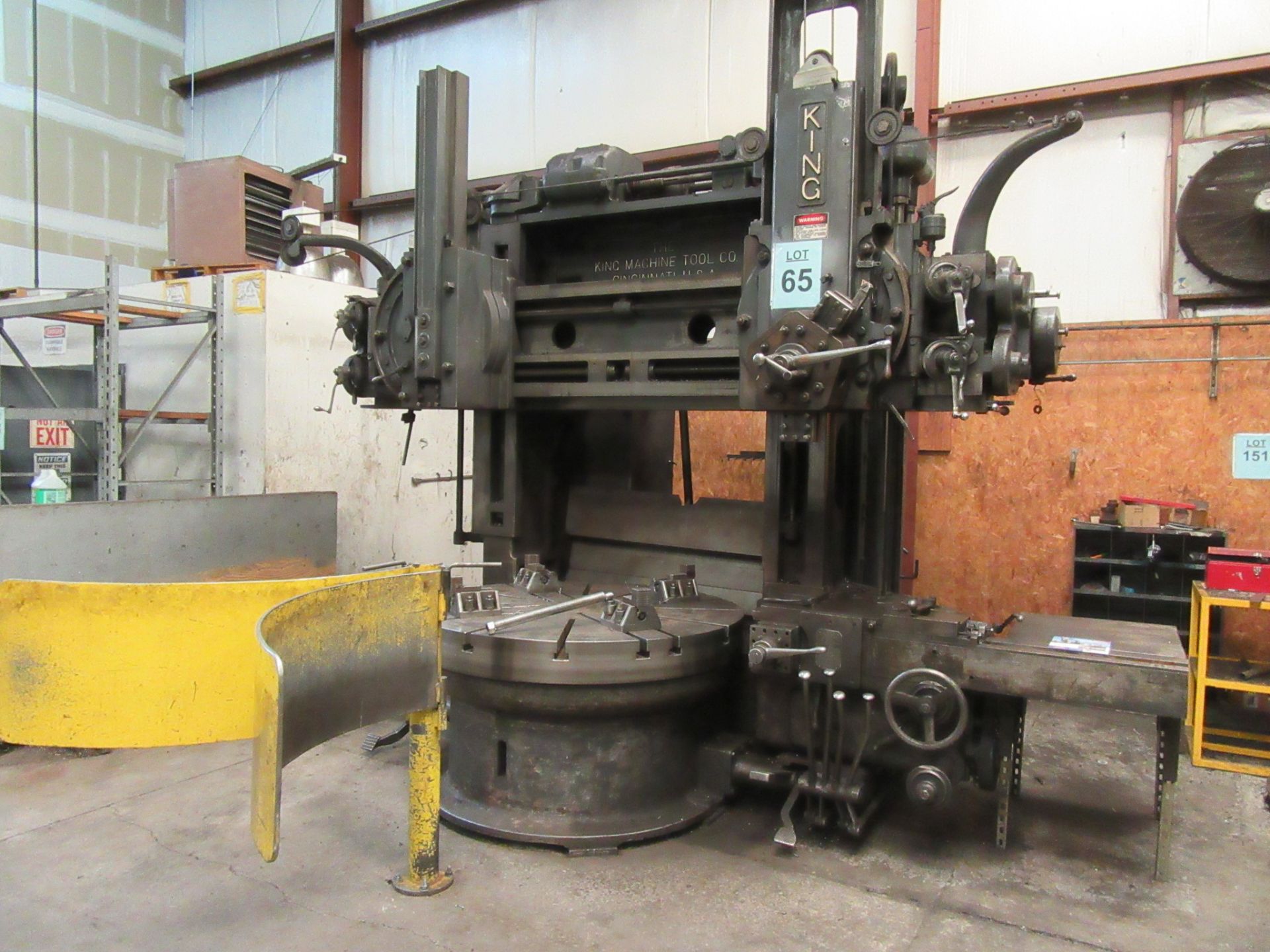 KING 62'' VERTICAL BORING MILL, 62'' TABLE WITH (4) JAWS, 5-POSITION TURRET